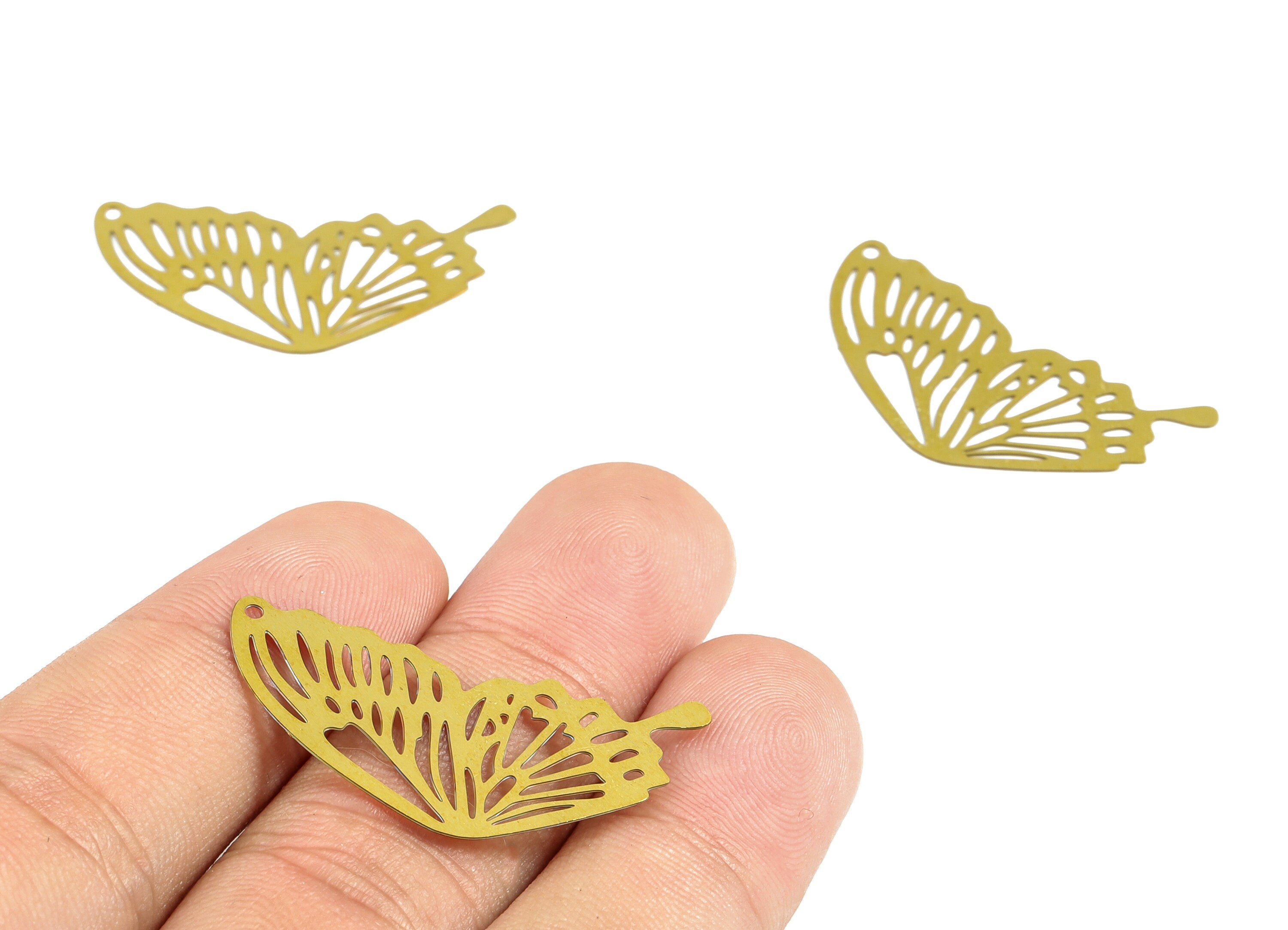 Brass Butterfly Wing Charms - Raw Brass Butterfly Pendant - Earring Charm – DIY Jewelry Making Supplies - 35.16x17.27x0.27mm - JJB6694 - DOMEDBAZAAR