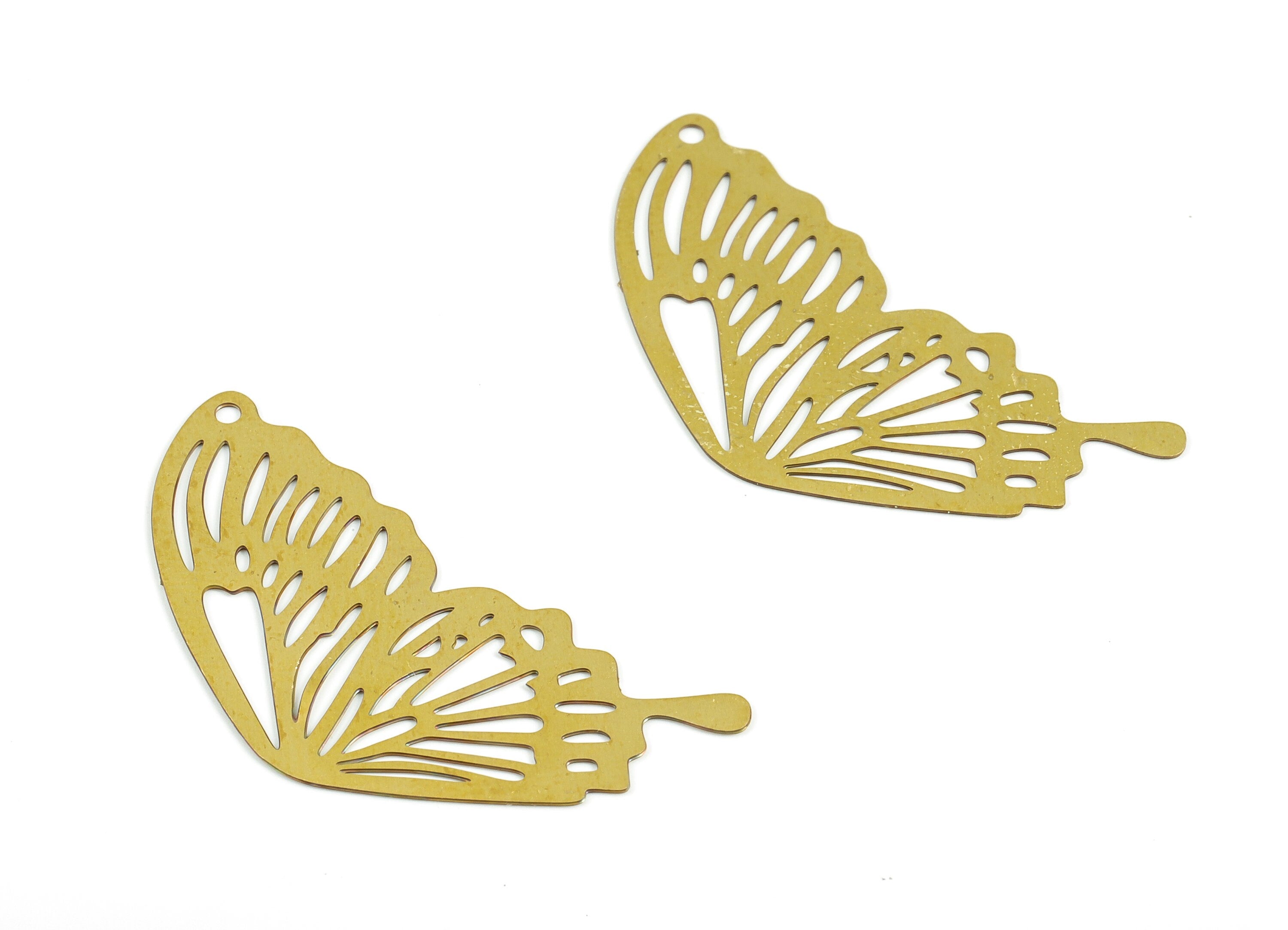 Brass Butterfly Wing Charms - Raw Brass Butterfly Pendant - Earring Charm – DIY Jewelry Making Supplies - 35.16x17.27x0.27mm - JJB6694 - DOMEDBAZAAR