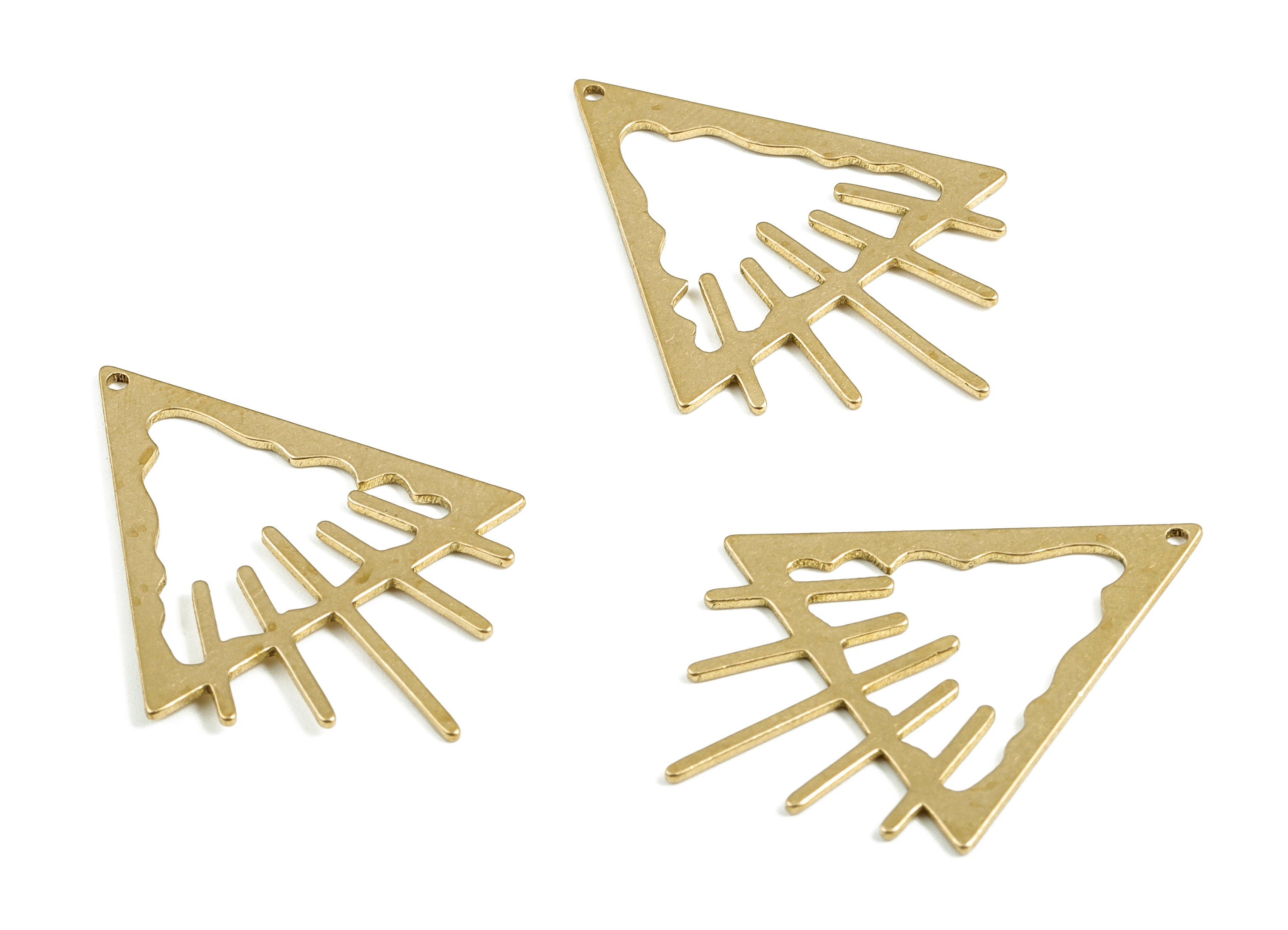 Brass Triangle Earring Charms - Raw Brass Triangle Pendant - Earring Findings - Jewelry Making Supplies - 30.72x22.79x0.83mm - PP4022 - DOMEDBAZAAR