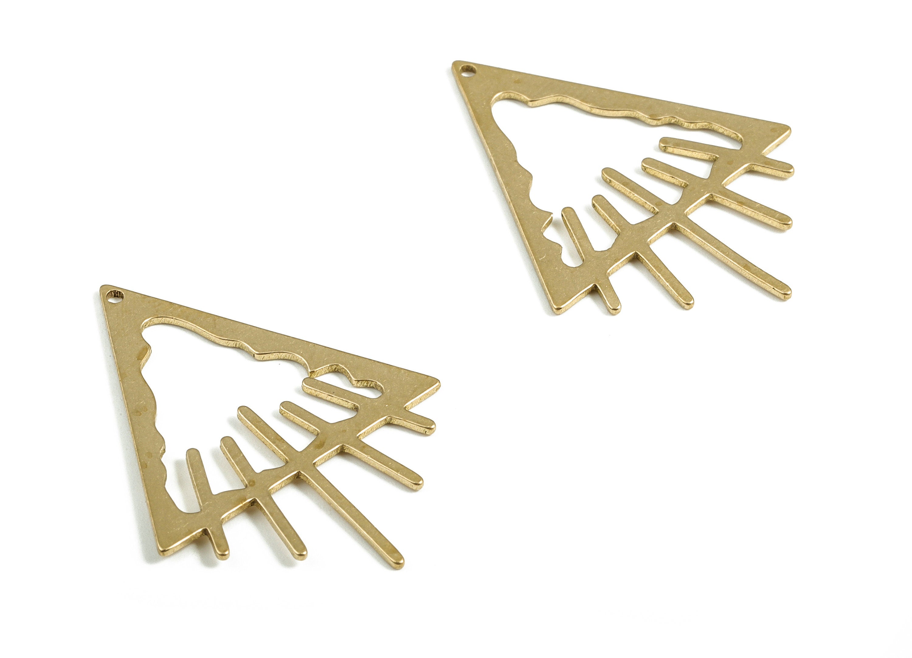 Brass Triangle Earring Charms - Raw Brass Triangle Pendant - Earring Findings - Jewelry Making Supplies - 30.72x22.79x0.83mm - PP4022 - DOMEDBAZAAR
