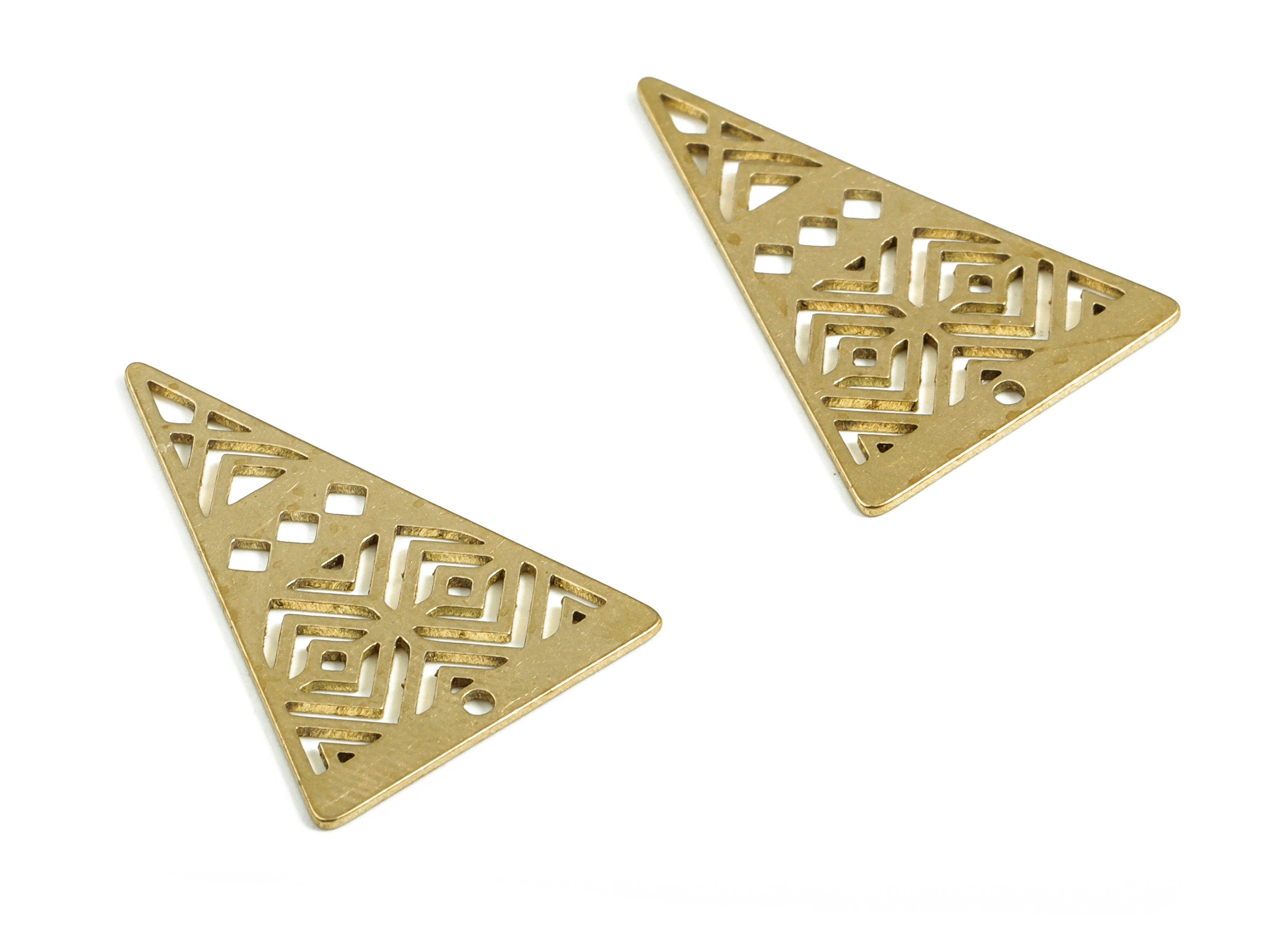 Brass Triangle Earring Charms - Raw Brass Triangle Pendant - Earrings Finding - Jewelry Making Supplies - 23.87x16.49x0.57mm - PP4028 - DOMEDBAZAAR