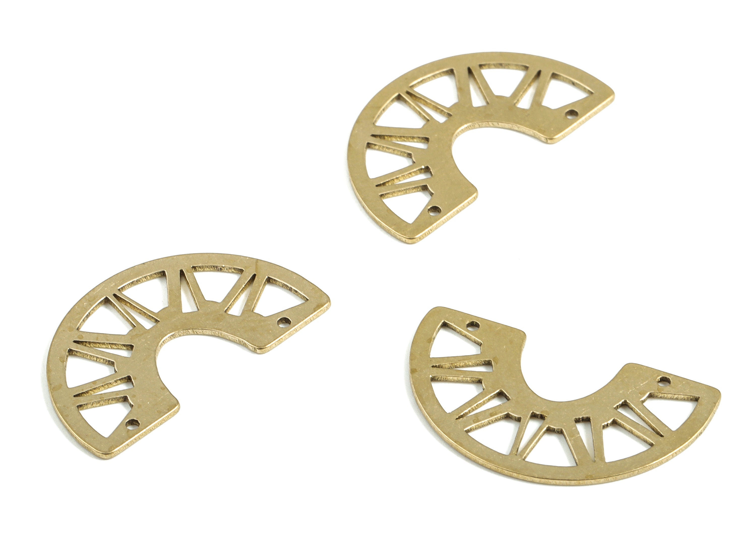 Half Moon Earring Connector - Raw Brass Semicircle Charms - Earrings Finding - Jewelry Making Supplies - 21.99x12.95x0.57mm - PP4024 - DOMEDBAZAAR