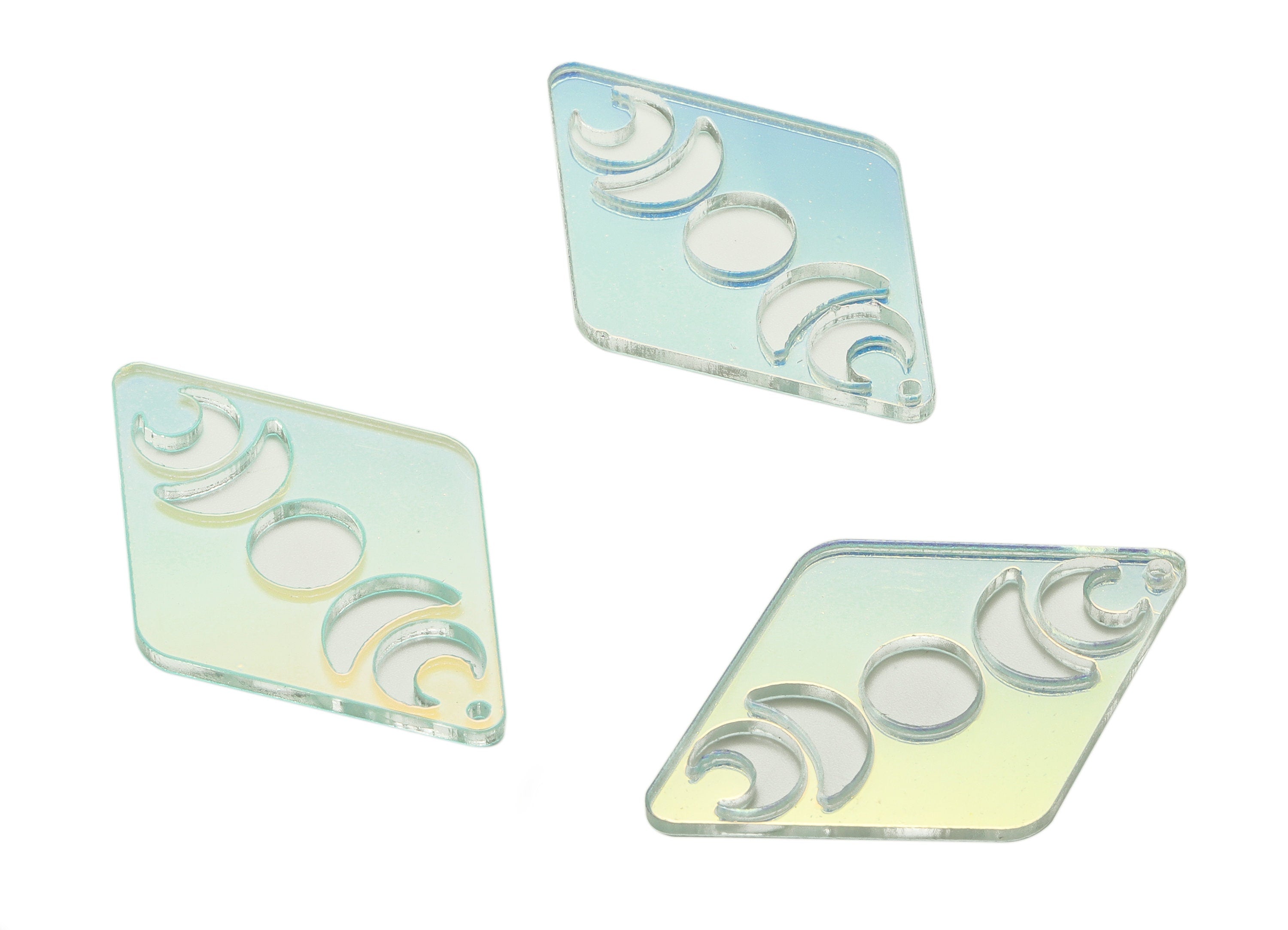 Acrylic Diamond Earring Charms - Acrylic Phases Of Moon Pendant -Jewelry Supplies - Color Code:A575 - 40.29x26.43x1.7mm - AC2271-A575 - DOMEDBAZAAR