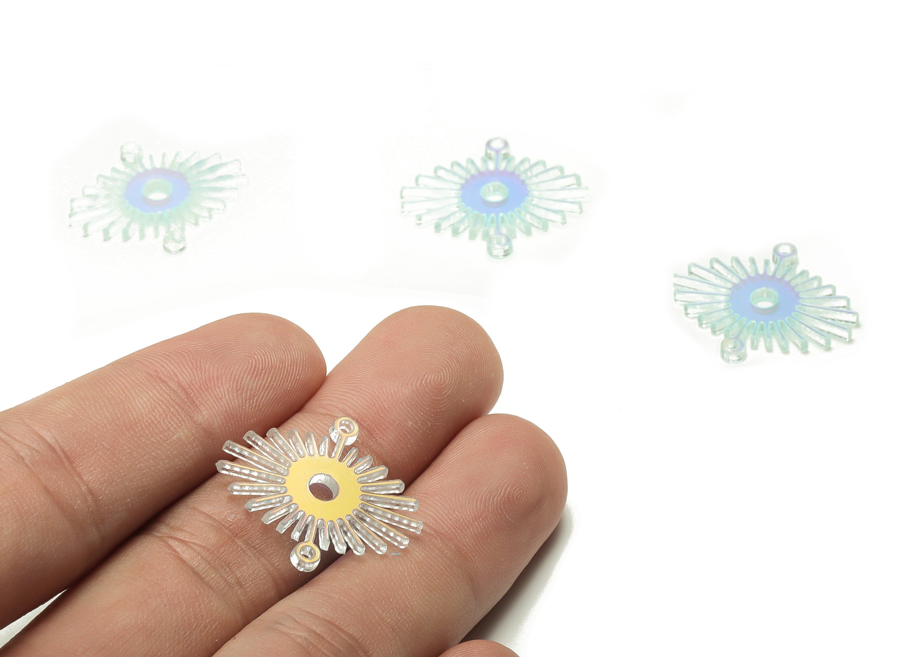 Colorful Acrylic Eye Earring Connector - Acrylic Eye Charms - Jewelry Making Supplies - Color Code: A575 - 23.86x21.3x1.85mm - AC2272-A575 - DOMEDBAZAAR