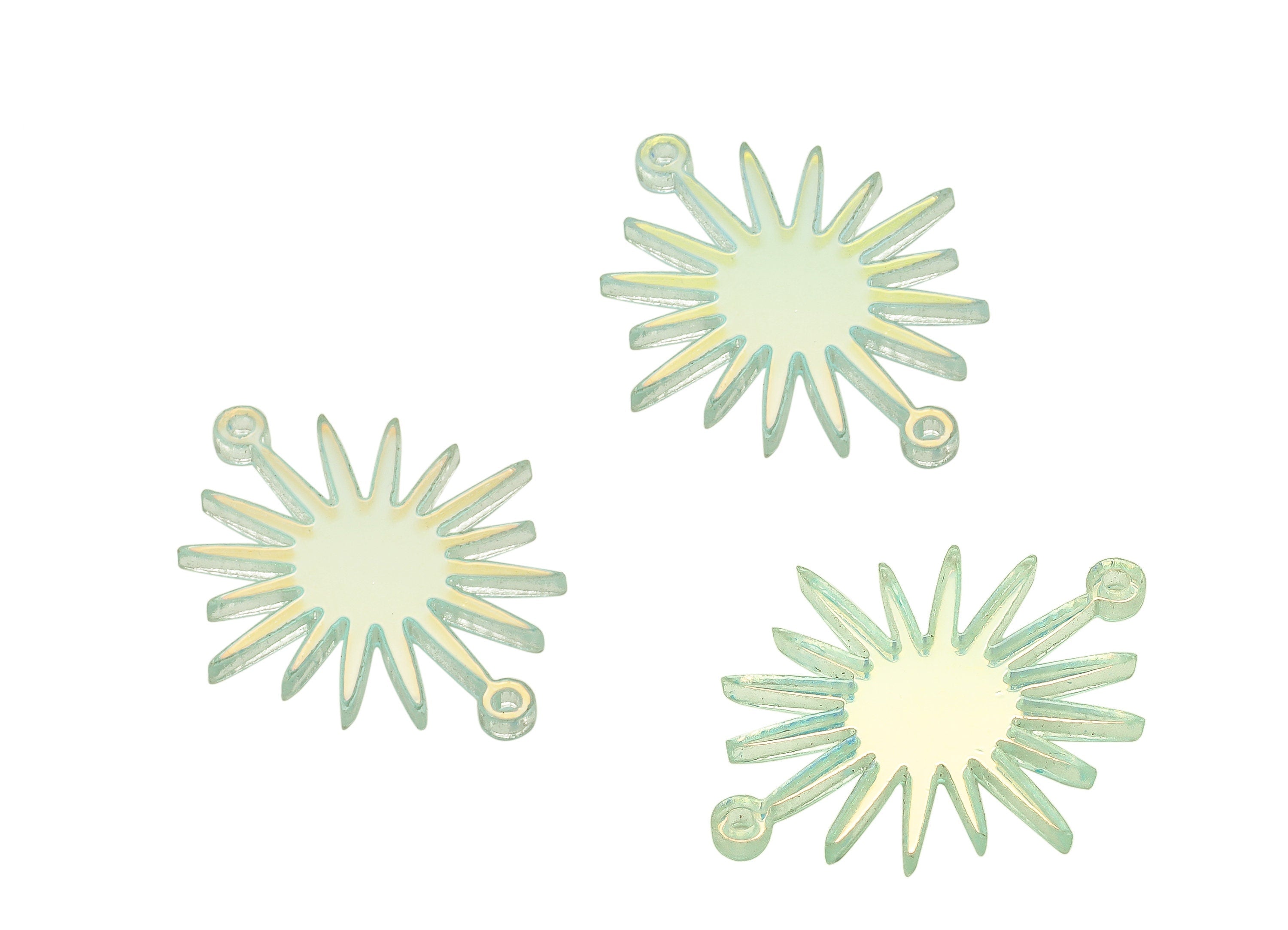 Acrylic Sun Charms - Colorful Acrylic Sun Earring Connector - Jewelry Making Supplies - Color Code:A575 - 27.63x22.43x1.78mm - AC2273-A575 - DOMEDBAZAAR