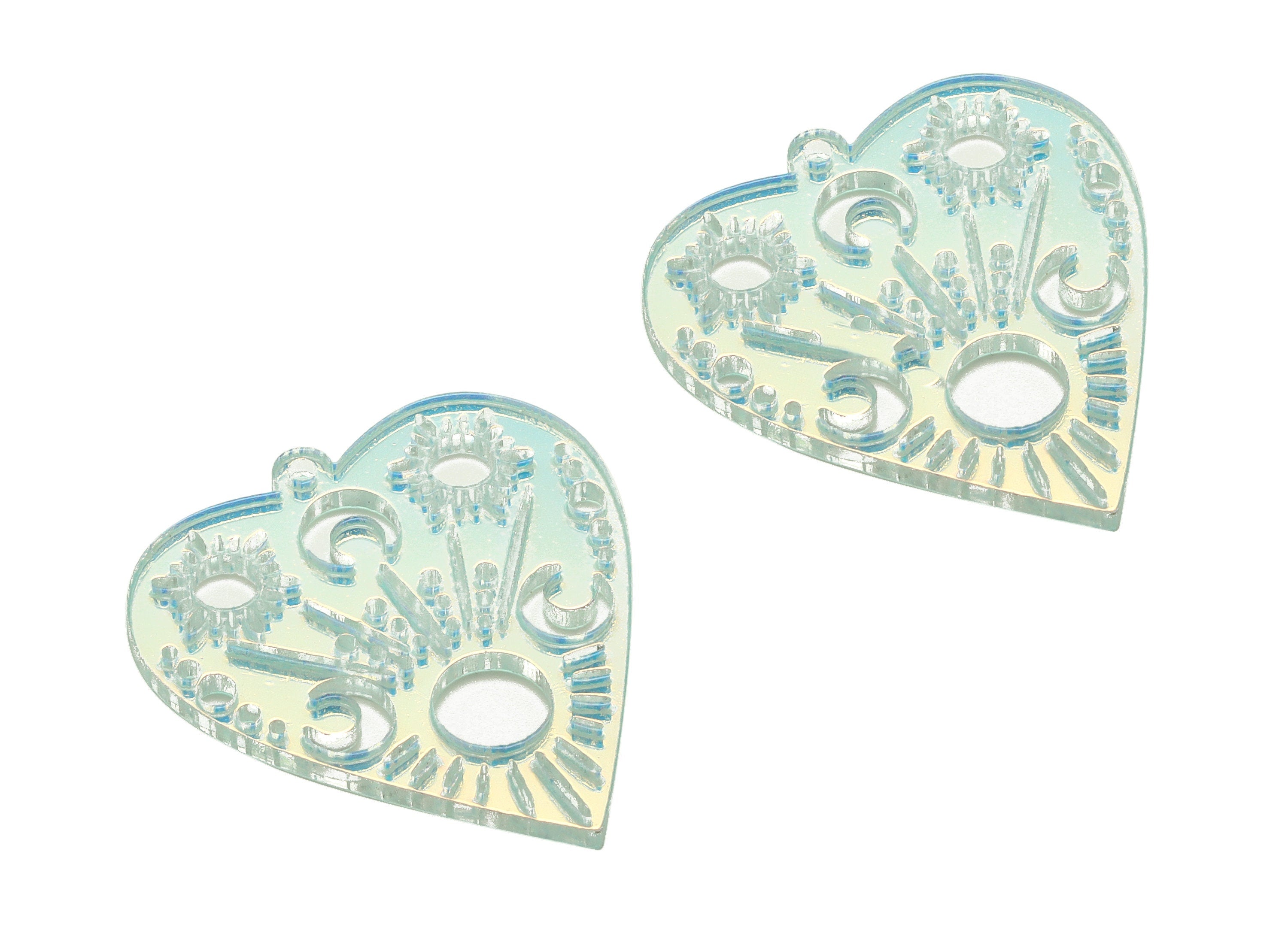 Acrylic Heart Crescent Earring Charms - Colorful Acrylic Heart Pendant - Jewelry Supplies- Color Code:A575 -31.51x28.31x1.97mm- AC2268-A575 - DOMEDBAZAAR