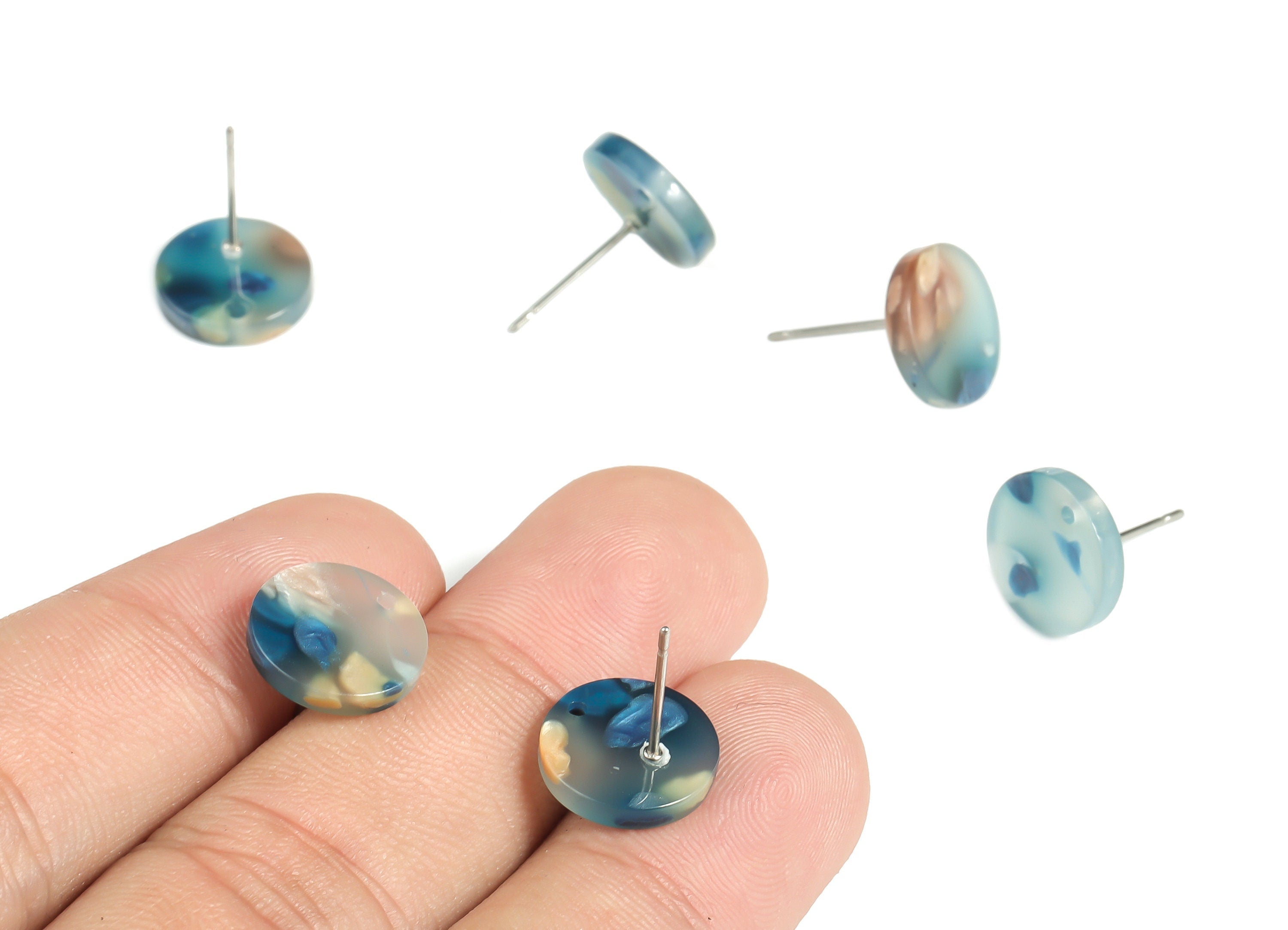 Acrylic Round Earring Post - Acrylic Round Earring Stud - Earring Post Findings - Color Code: A600- 11.85x11.67x2.35mm - AC1139-A600 - DOMEDBAZAAR