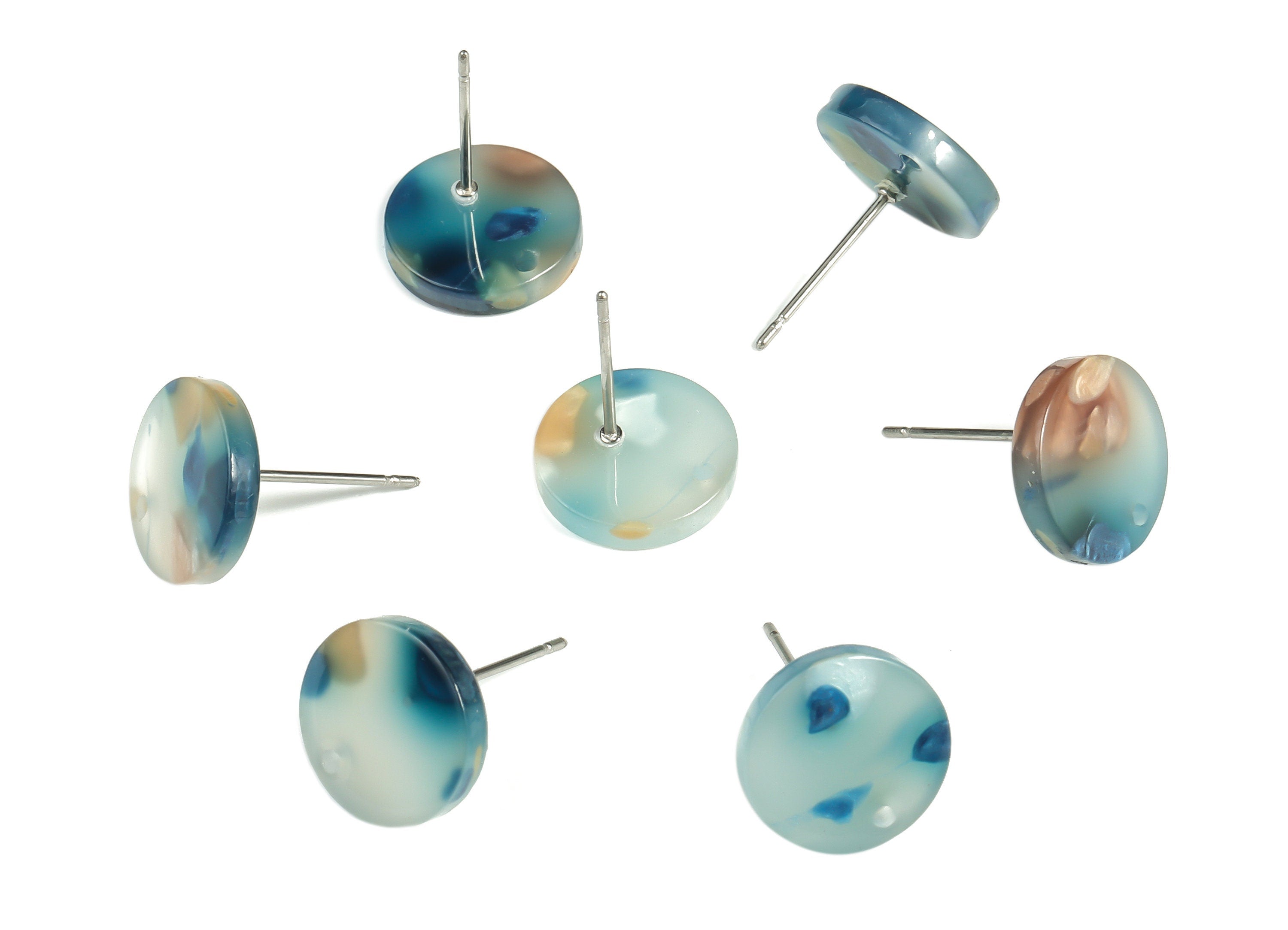 Acrylic Round Earring Post - Acrylic Round Earring Stud - Earring Post Findings - Color Code: A600- 11.85x11.67x2.35mm - AC1139-A600 - DOMEDBAZAAR