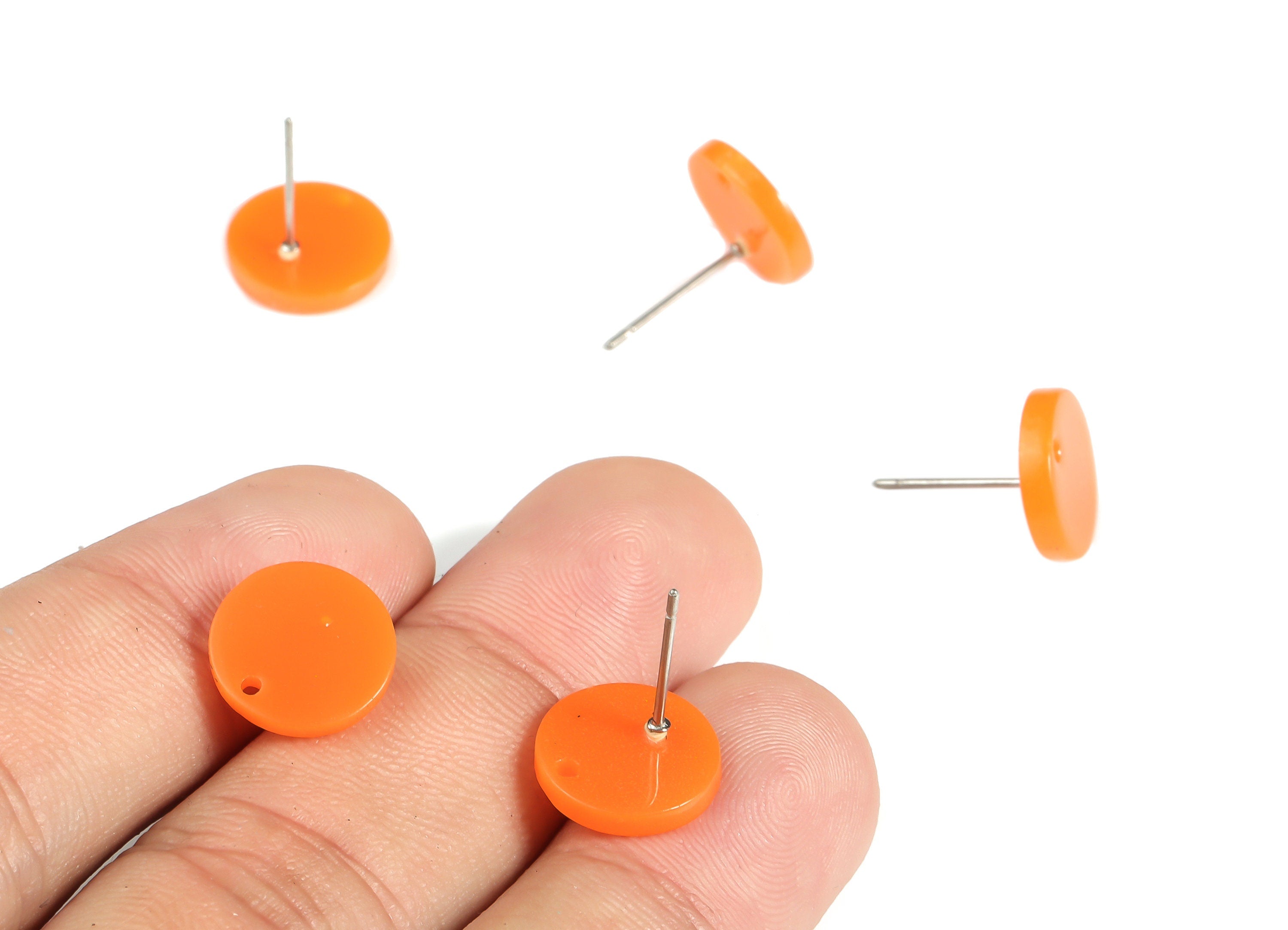 Acrylic Round Earring Stud - Acrylic Round Earring Post - Earring Post Findings - Color Code: A615- 11.73x11.64x2.05mm - AC1139-A615 - DOMEDBAZAAR