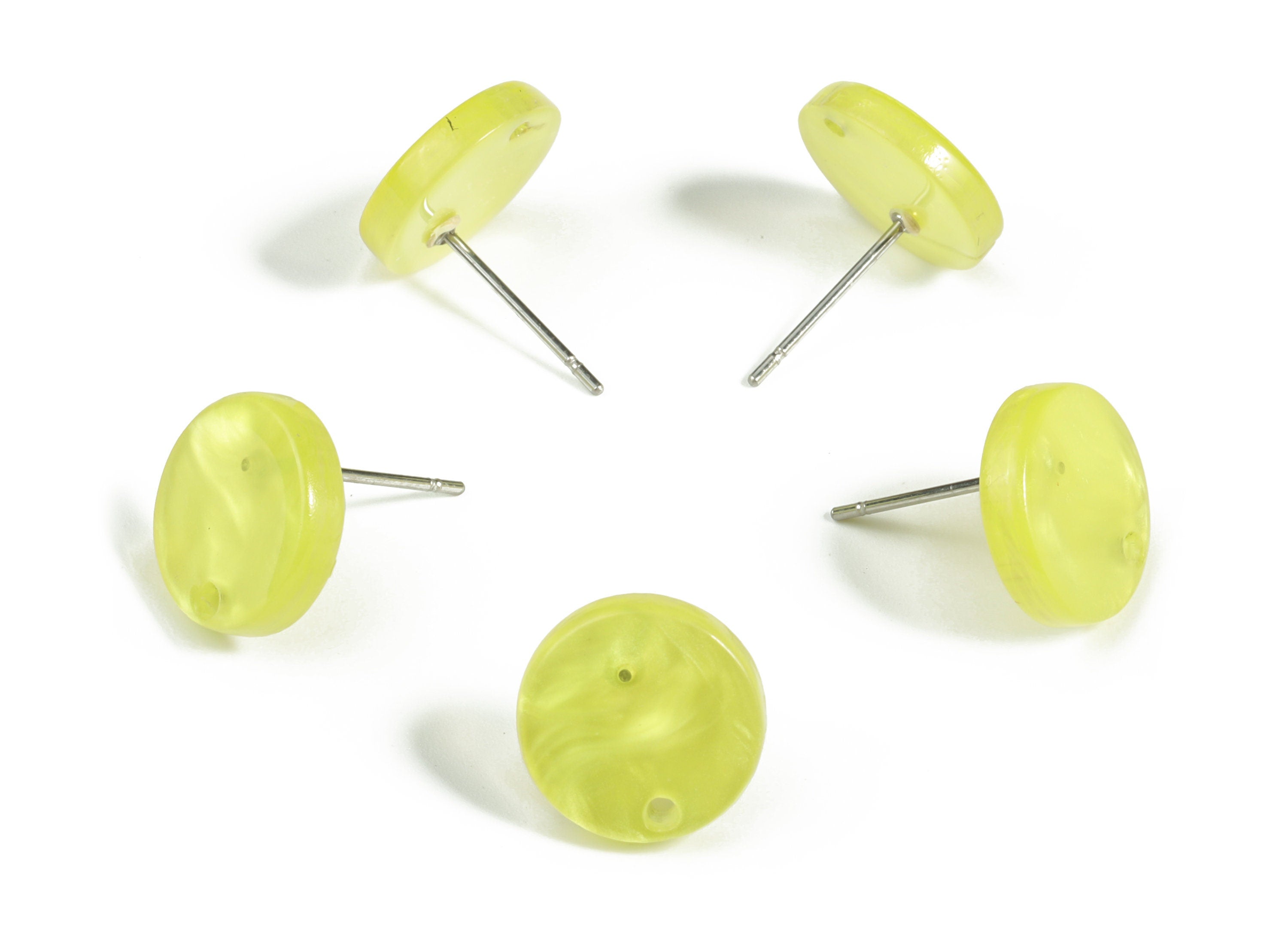 Acrylic Round Earring Stud - Acrylic Circle Earring Post - 316 Surgical Stainless Steel - Color Code: A620 - 11.86x11.76x2.4mm - AC1139-A620 - DOMEDBAZAAR