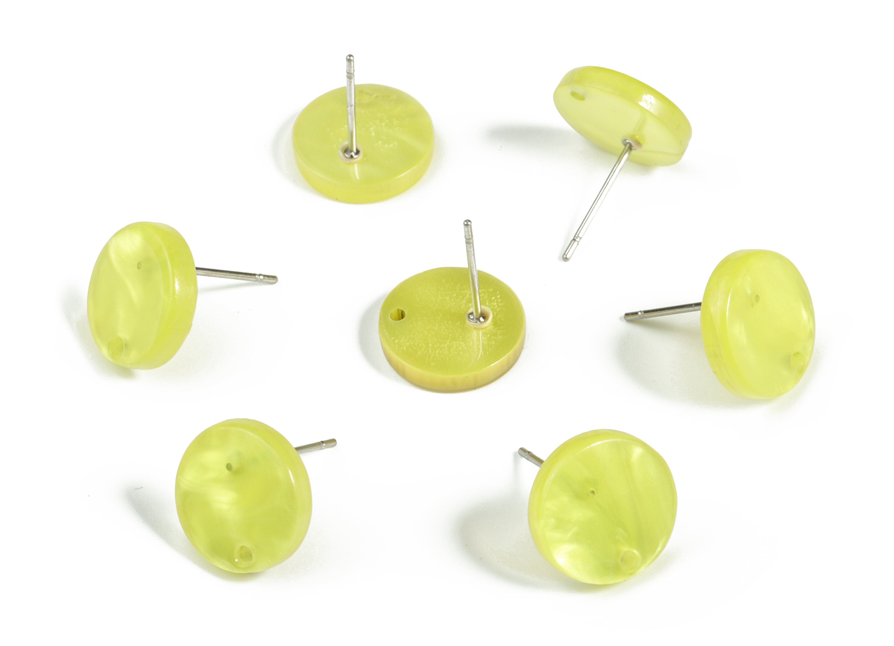 Acrylic Round Earring Stud - Acrylic Circle Earring Post - 316 Surgical Stainless Steel - Color Code: A620 - 11.86x11.76x2.4mm - AC1139-A620 - DOMEDBAZAAR