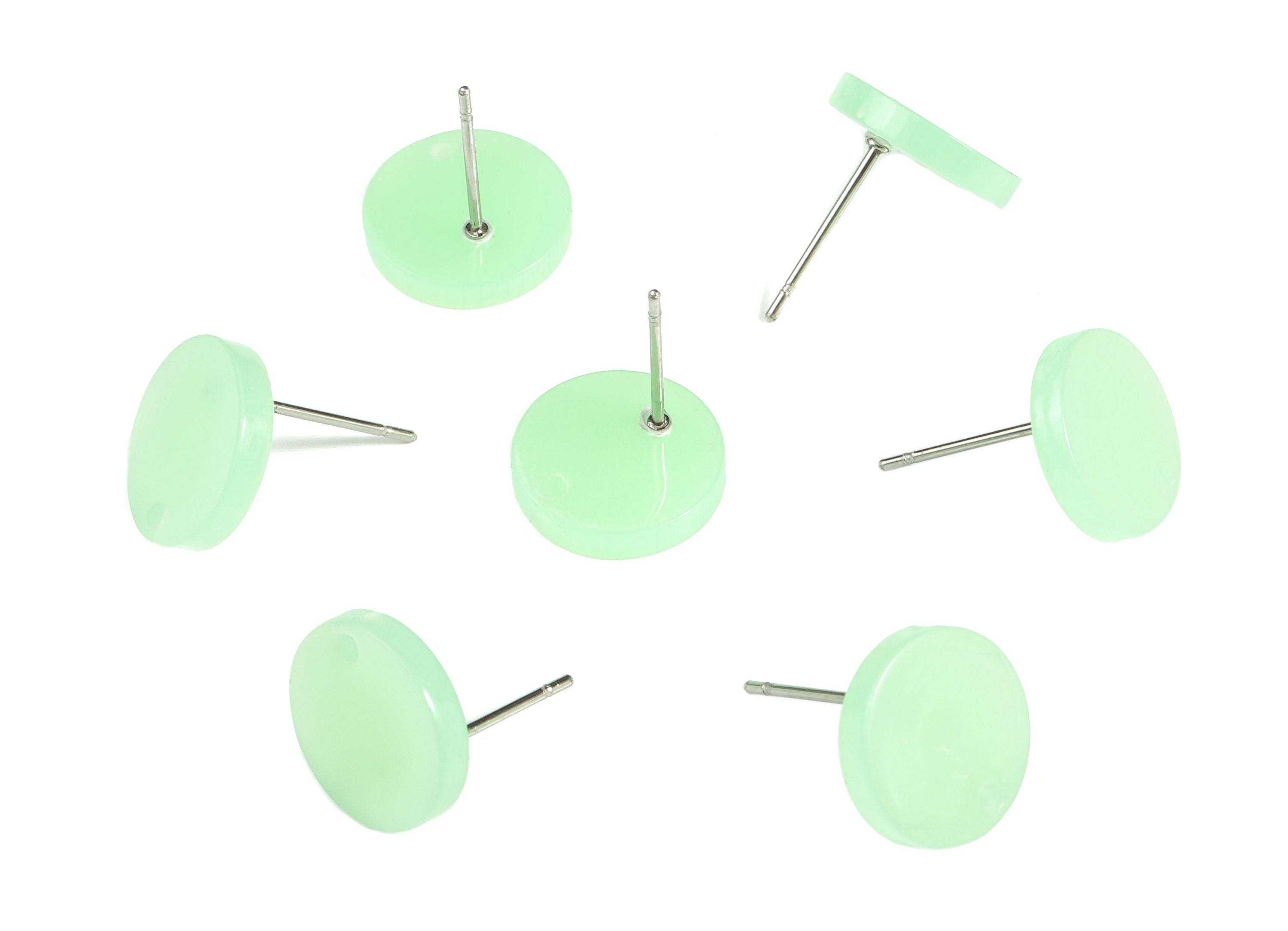 Luminous Acrylic Round Earring Stud - Acrylic Round Earring Post - Earring Findings - Color Code: A611- 11.82x11.68x2.18mm - AC1139-A611 - DOMEDBAZAAR