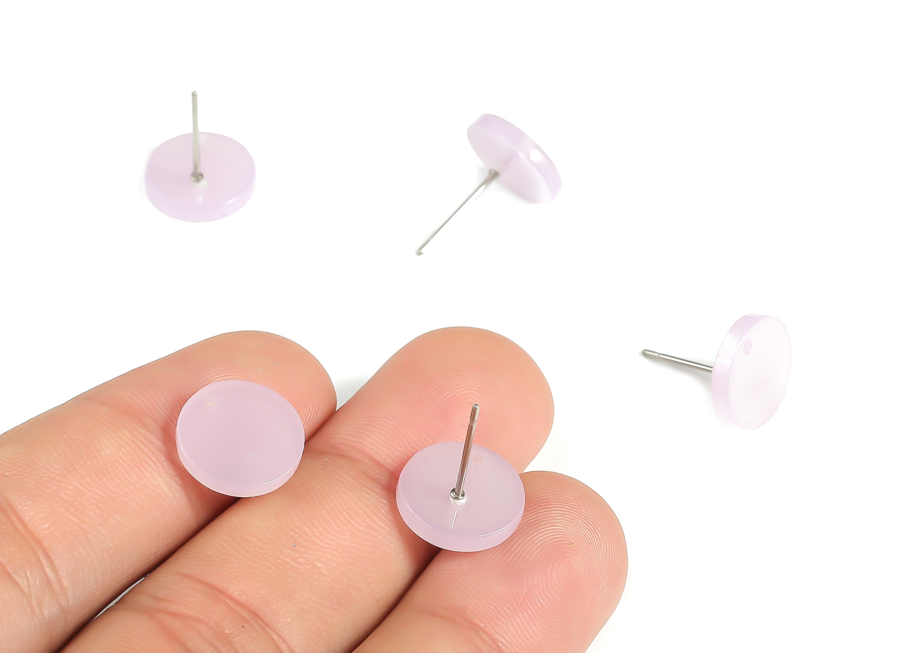 Acrylic Round Earring Stud - Acrylic Round Earring Post - Earring Post Findings - Color Code: A613- 11.81x11.79x2.16mm - AC1139-A613 - DOMEDBAZAAR