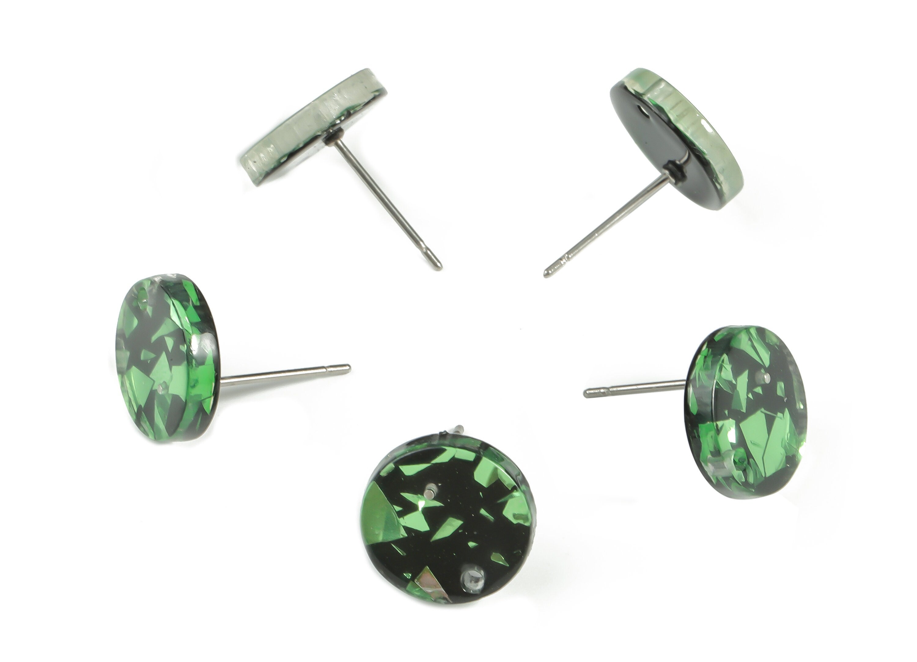 Acrylic Round Earring Stud - Acrylic Round Earring Post - Earring Post Findings - Color Code: A635- 11.75x11.69x2.37mm - AC1139-A635 - DOMEDBAZAAR