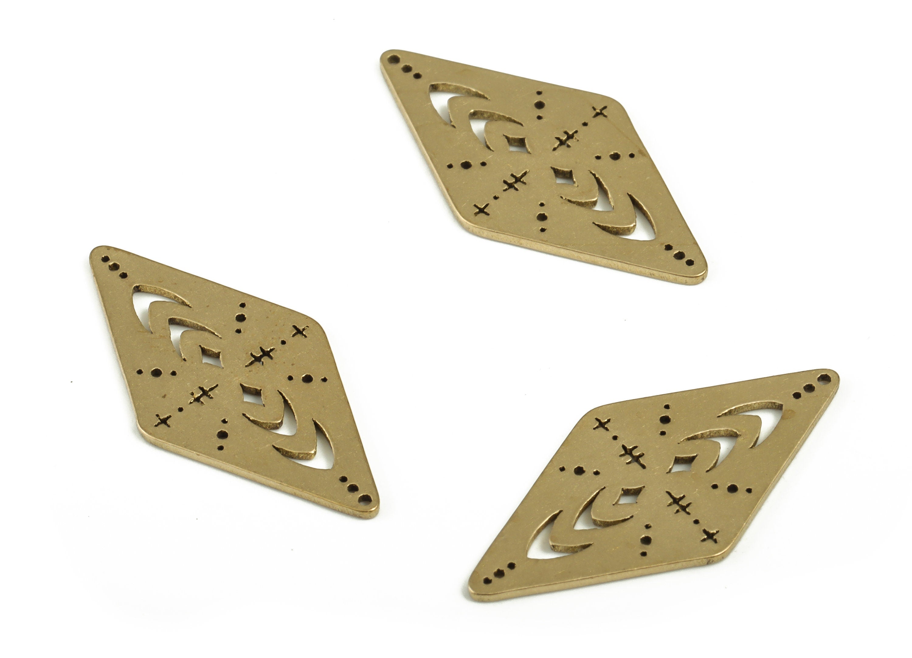Brass Rhombus Pendant Charms - Raw Brass Crescent Moon Rhombus Earring Charms – DIY Jewelry Making Supplies - 21.8x10.8x0.67mm - PP4187 - DOMEDBAZAAR