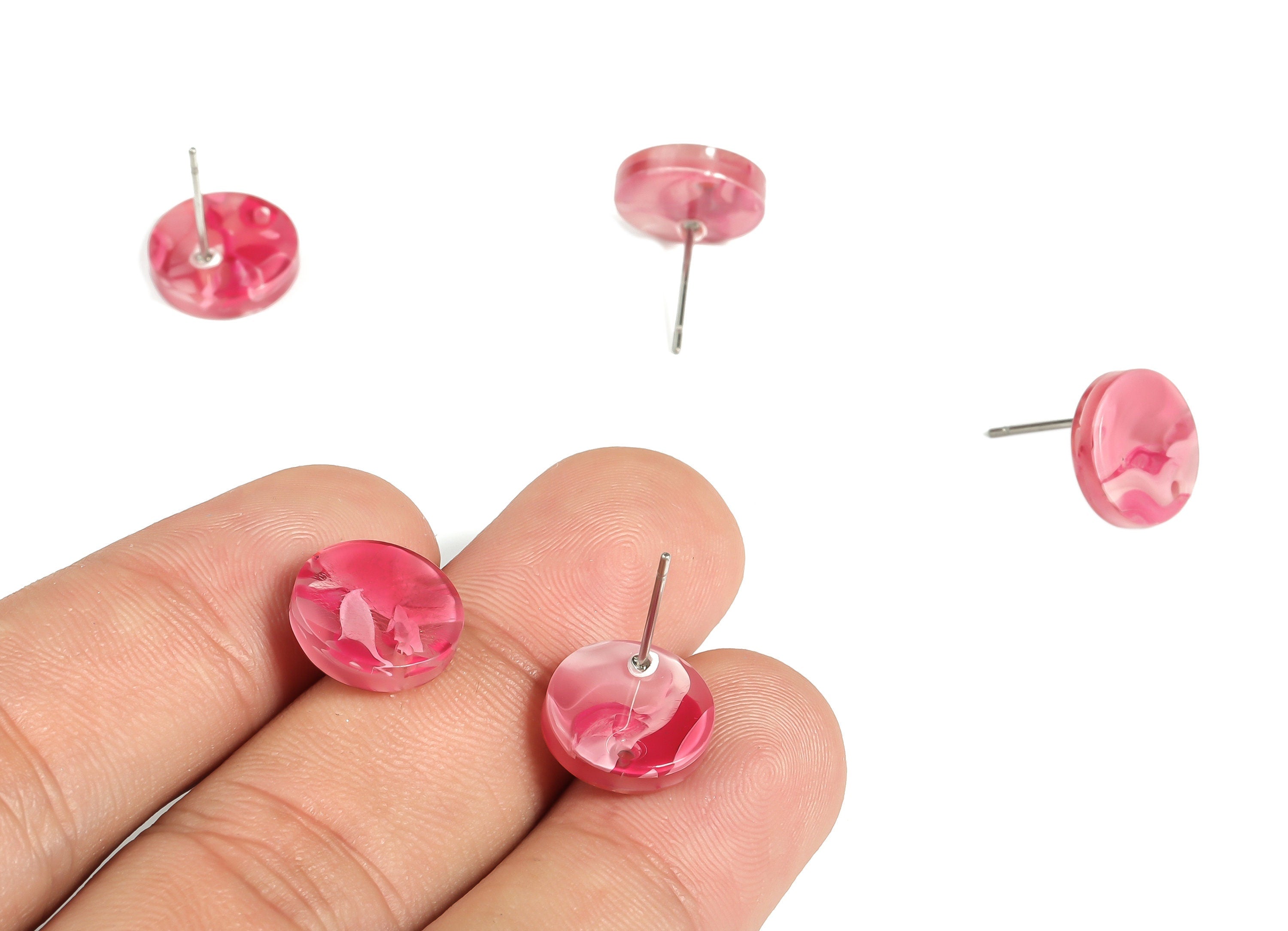 Acrylic Round Earring Stud - Acrylic Round Earring Post - Earring Post Findings - Color Code: A633- 11.74x11.74x3.03mm - AC1139-A633 - DOMEDBAZAAR