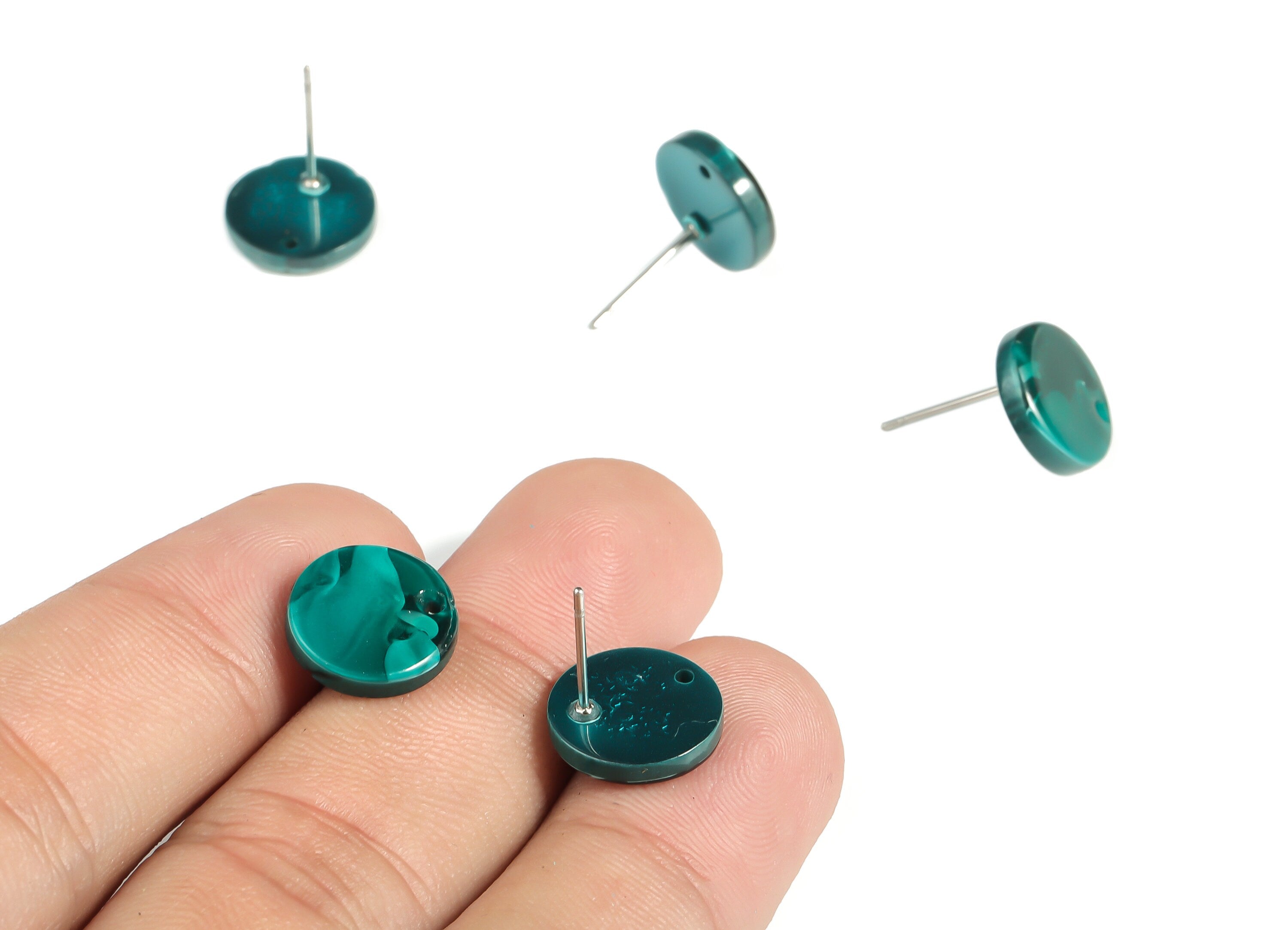 Acrylic Round Earring Post - Acrylic Round Earring Stud - Earring Post Findings - Color Code: A624- 11.78x11.71x2.19mm - AC1139-A624 - DOMEDBAZAAR