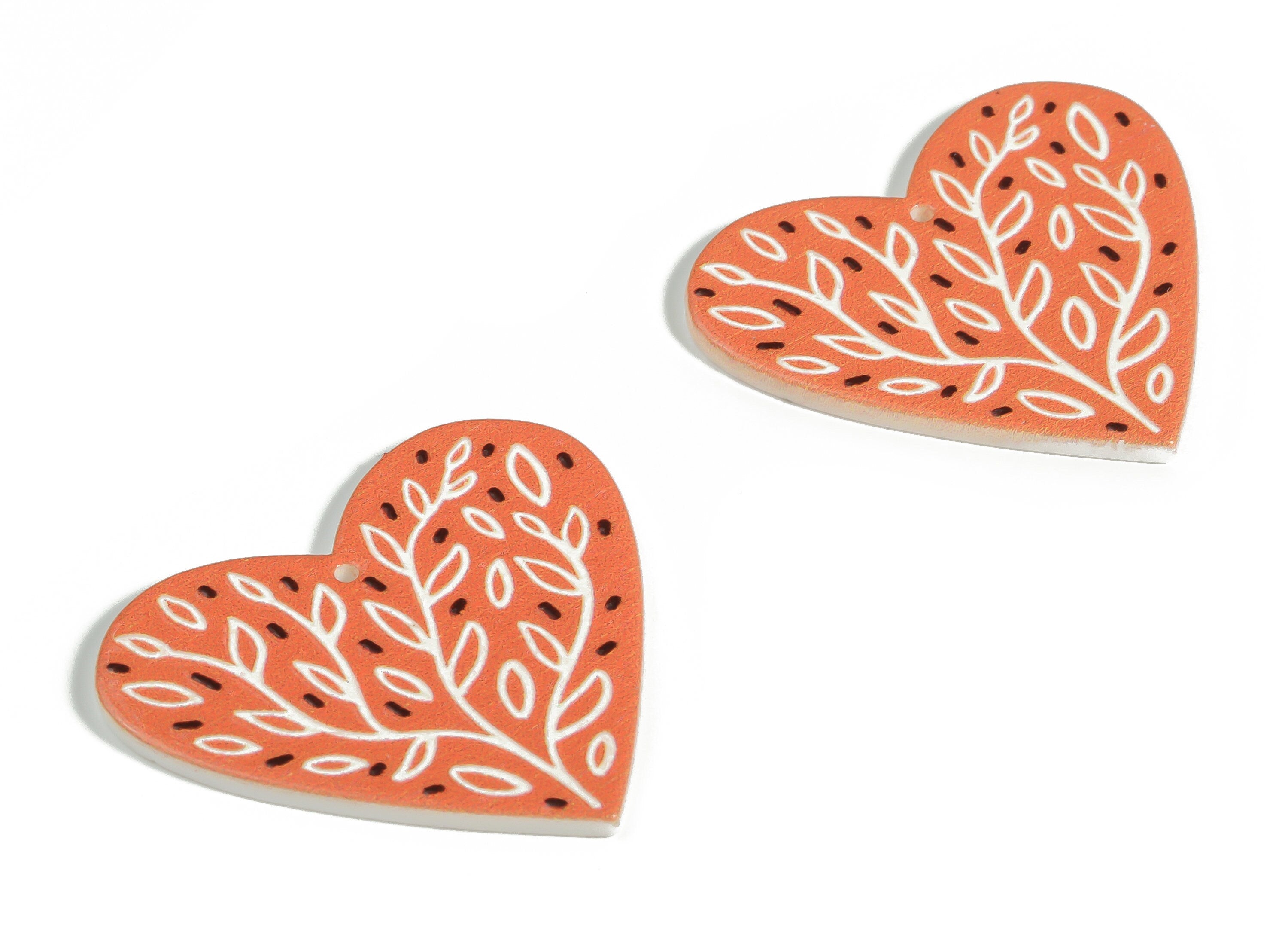 Acrylic Heart Tree Earring Charms - Acrylic Heart Tree Pendant - Earring Findings - Jewelry Making Supplies - 37.45x33.12x2.72mm - AC2263 - DOMEDBAZAAR