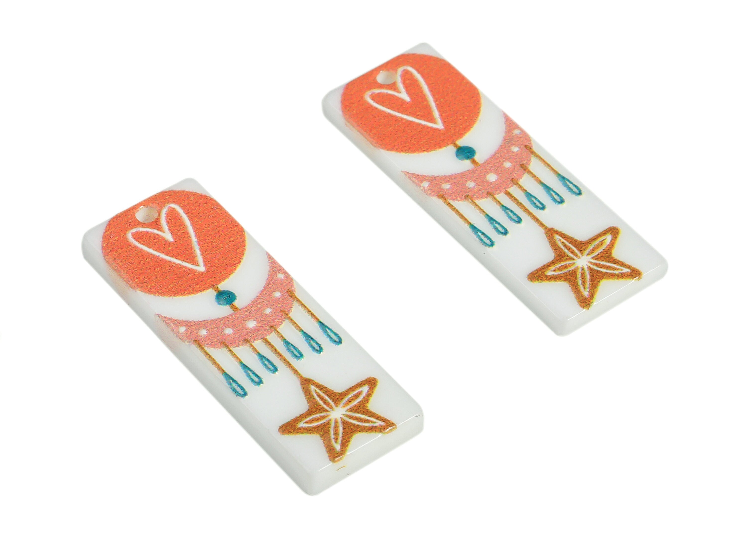 Acrylic Rectangle Star Pendant - Acrylic Heart Moon Earring Charms - Earring Finding - Jewelry Making Supplies - 29.64x10.63x2.82mm - AC2258 - DOMEDBAZAAR