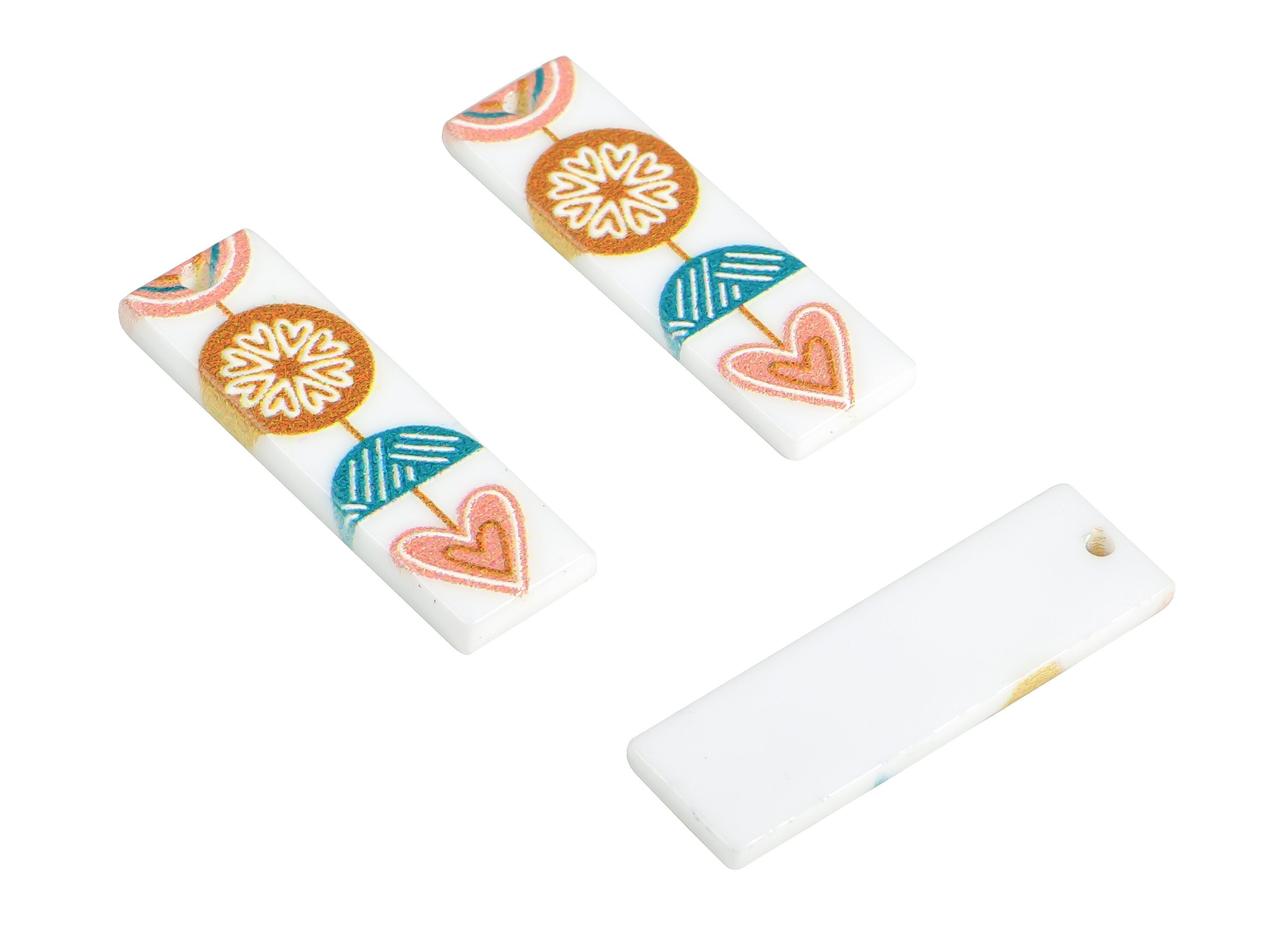 Acrylic Heart Round Earring Charms - Acrylic Rectangle Semicircle Pendant - Earring Finding - Jewelry Supplies - 30.17x9.04x2.54mm - AC2259 - DOMEDBAZAAR