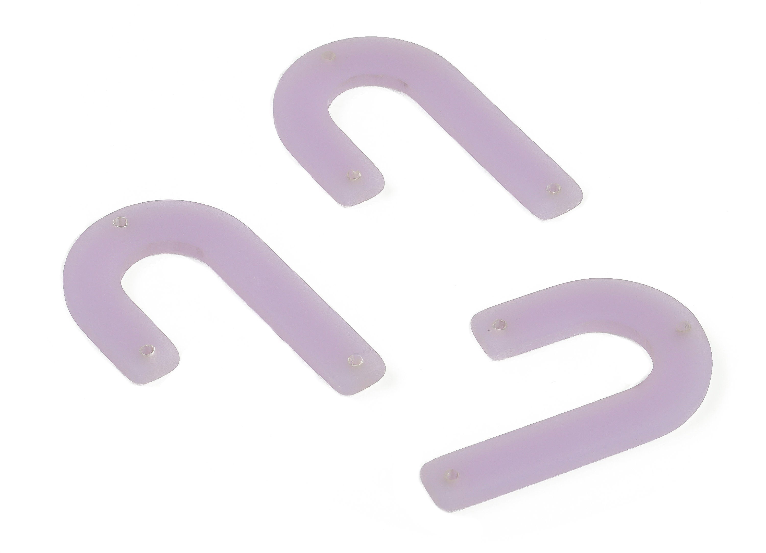 Acrylic Geometric Earring Connector - Matte U Acrylic Charms - Jewelry Supplies - 3 Holes - Color Code:A643 - 34.54x21.5x2.7mm - AC2267-A643 - DOMEDBAZAAR