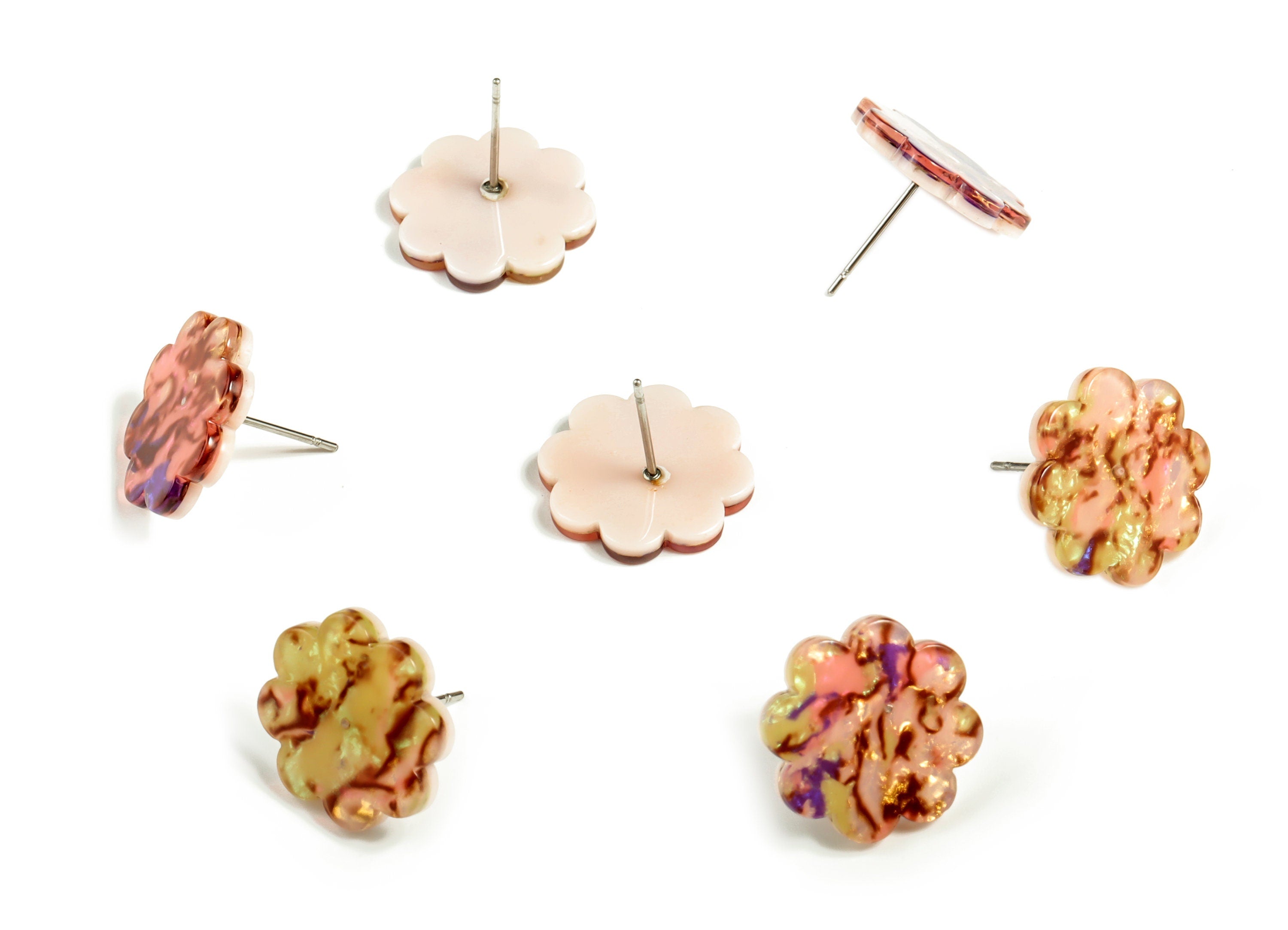 Acrylic Flower Earring Post – Acrylic Flower Stud Earrings – Surgical Stainless Steel Stud – Color Code: A442 - 16.62x2.40mm - AC2293-A447 - DOMEDBAZAAR
