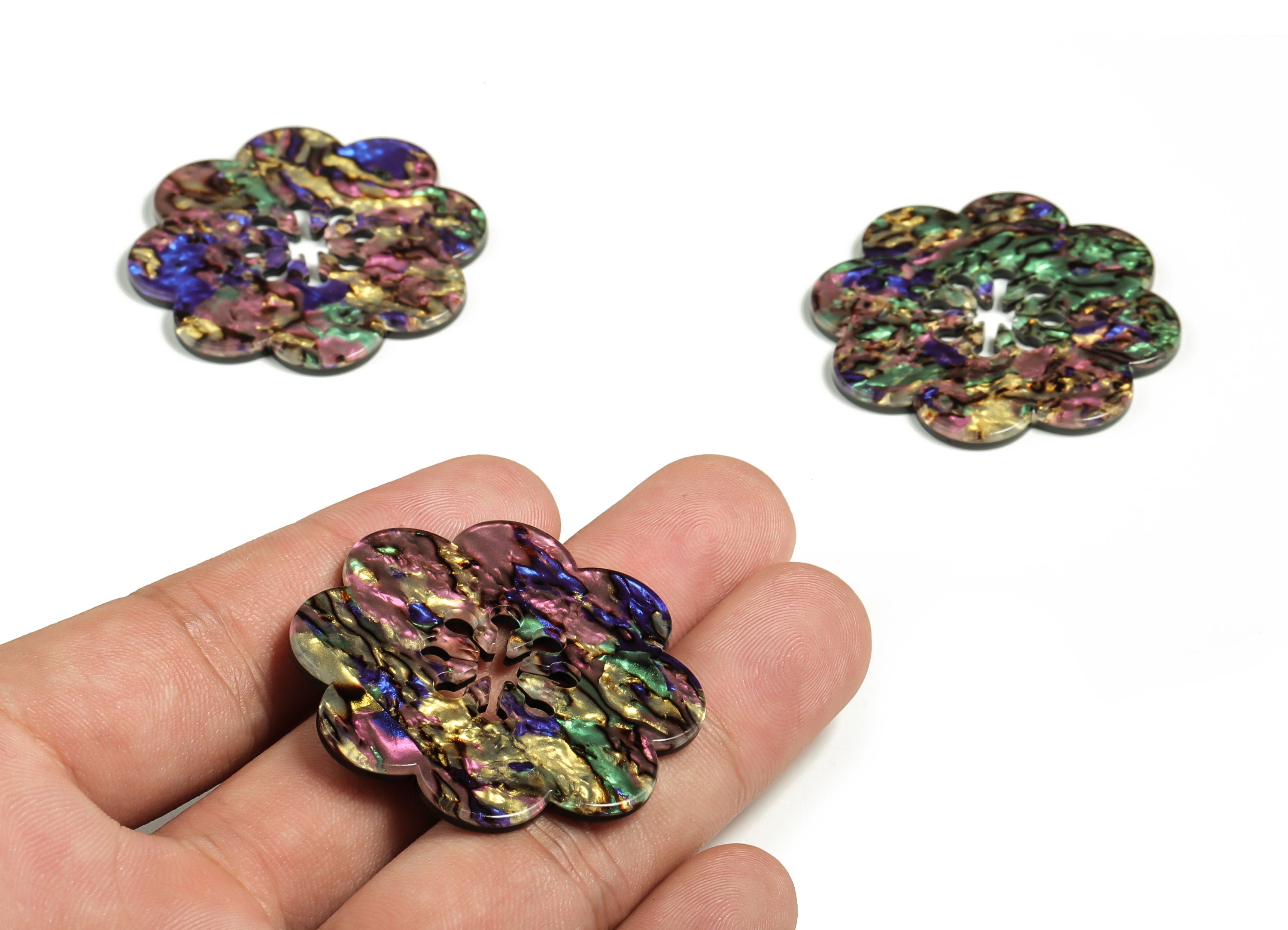 Acrylic Flower Shaped Charm - Flower Earring Charm - Flower Pendant Charm - Jewelry Supply - Code A652 - 41.83x41.71x2.51mm- AC2291-A652 - DOMEDBAZAAR