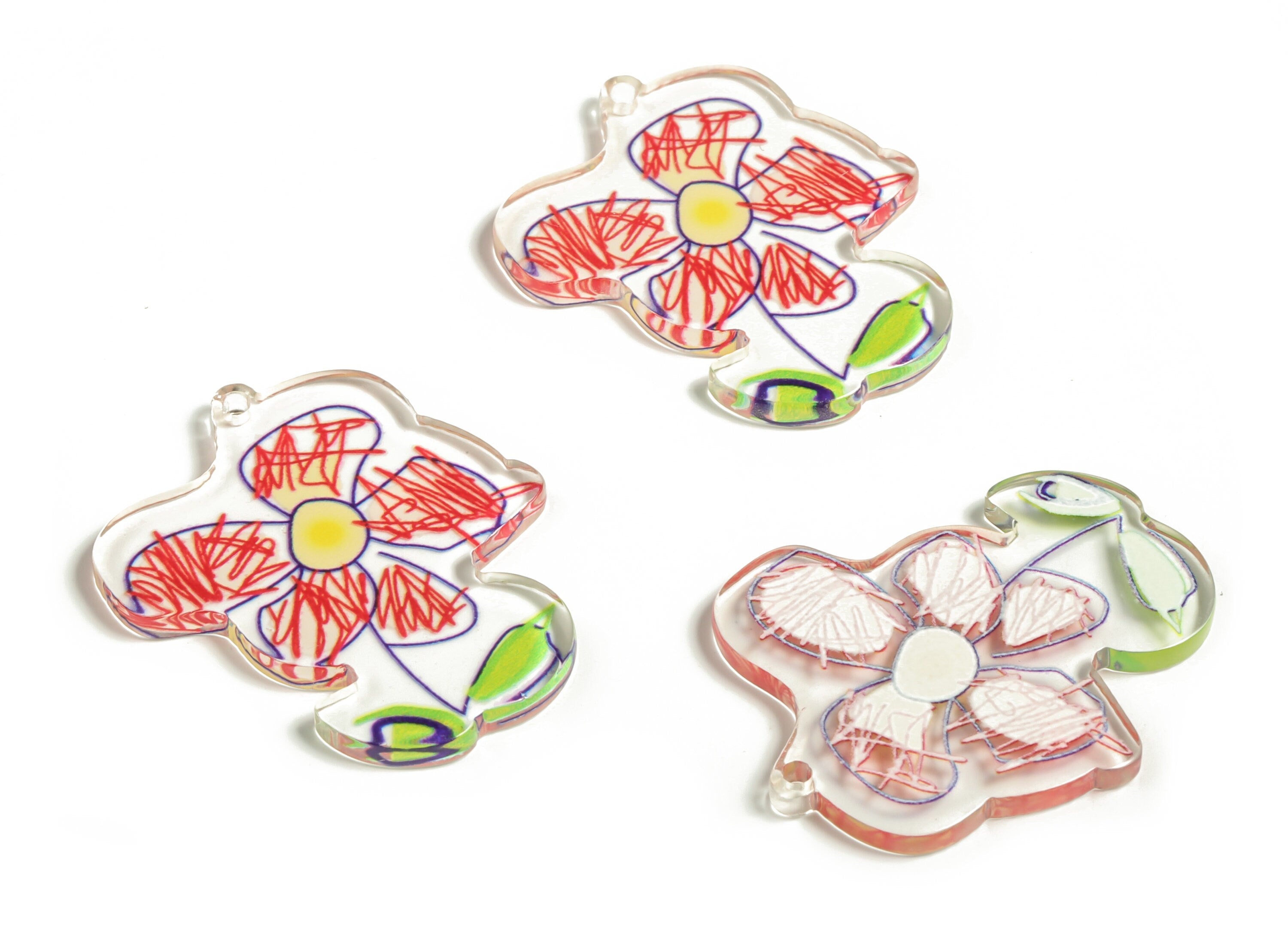 Acrylic Flower Charm - Flower Earring Charm – Flower Shape Pendant - Earring Findings - DIY Jewelry Supply -39.22x33.56x2.76mm - AC2274 - DOMEDBAZAAR