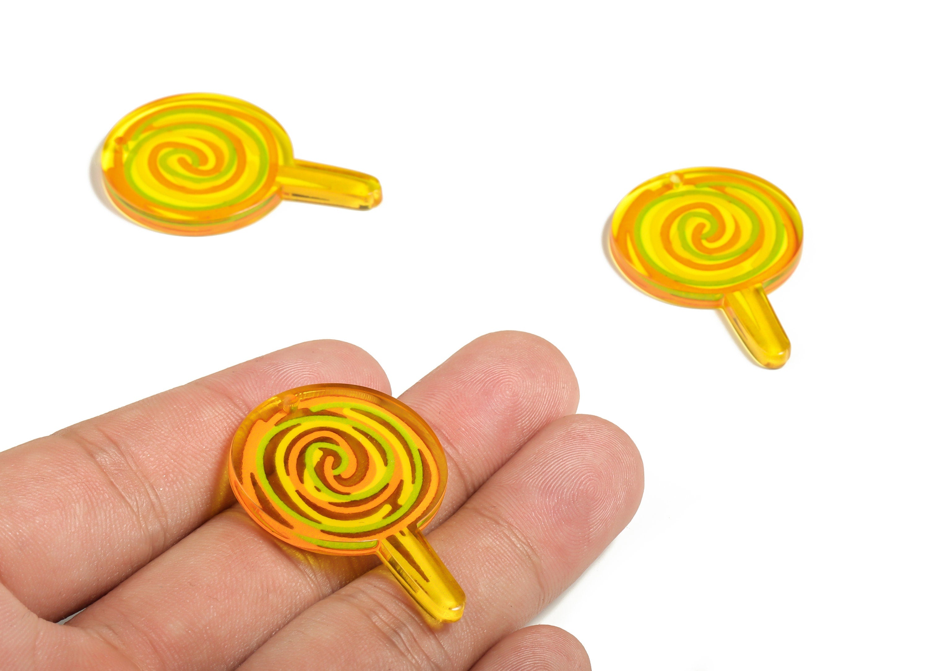 Acrylic Spiral Lollipop Candy Charm Pendant - Earring Charm - Colorful Candy Charm – Jewelry Making supplies - 40.67x27.62x2.95mm - AC2275 - DOMEDBAZAAR