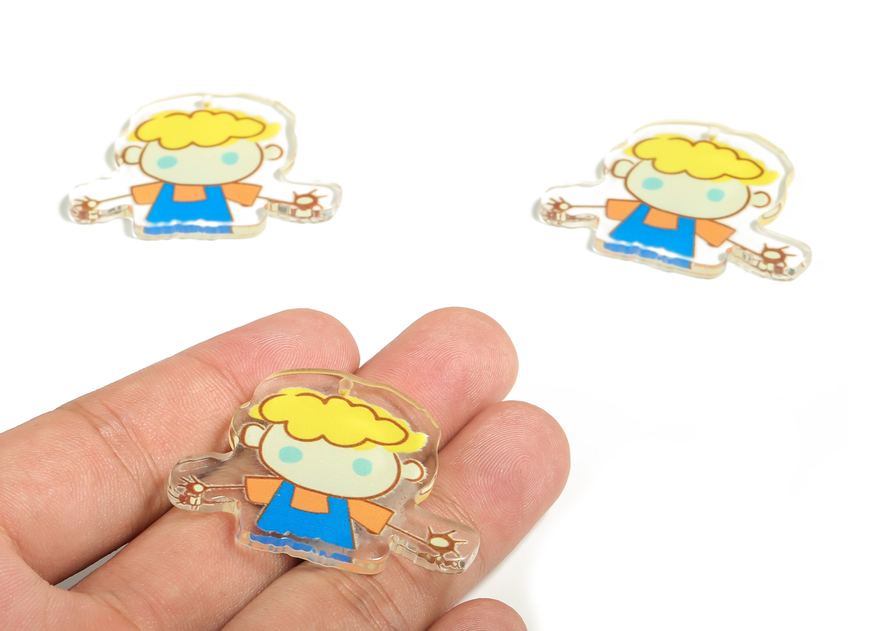 Acrylic Little Boy Charm –  Pendant Charm – Acrylic Boy Charms - Acrylic Jewelry Finding – DIY Jewelry Supplies -42.67x33.56x2.87mm - AC2284 - DOMEDBAZAAR