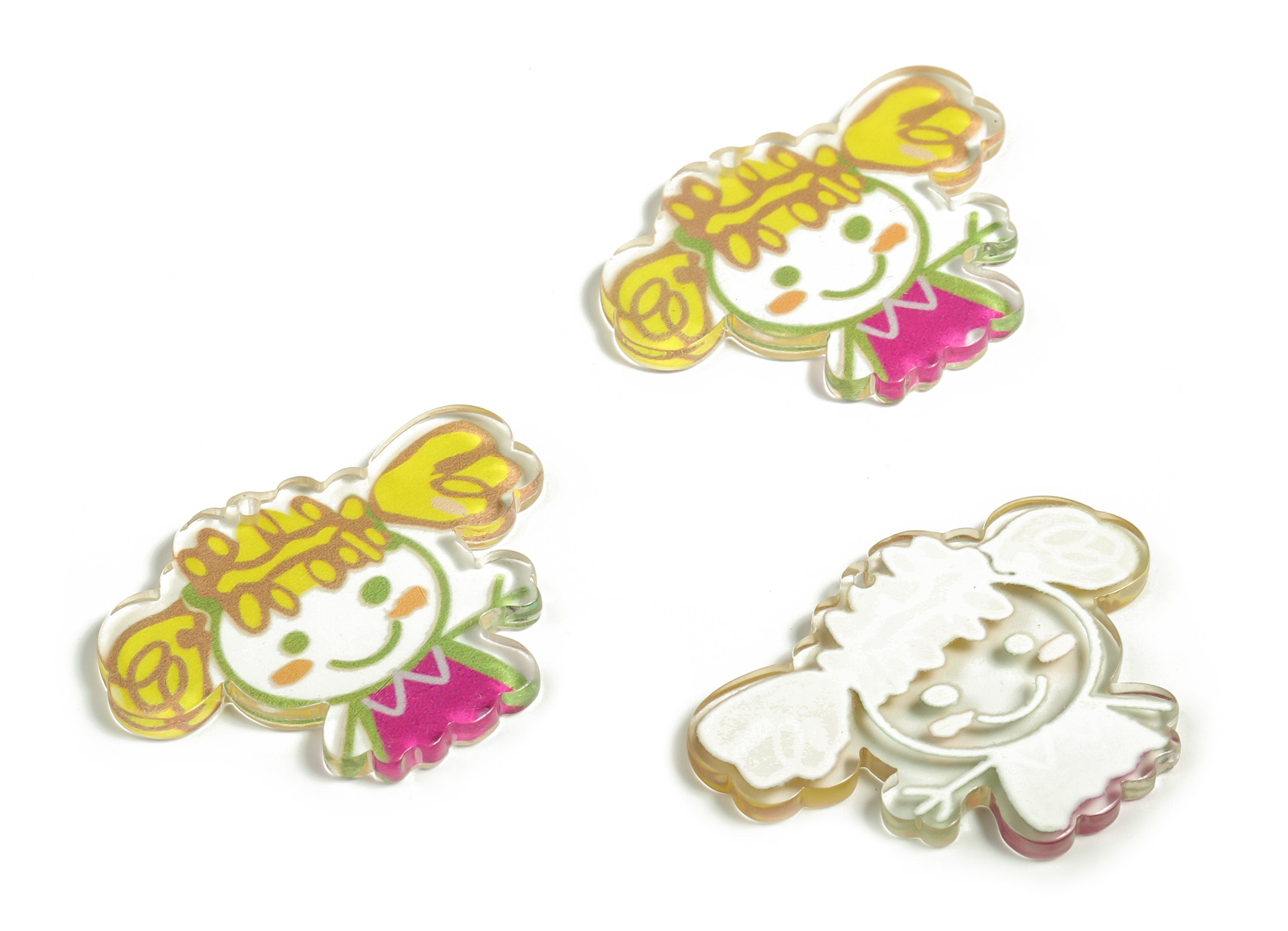 Acrylic Little girl Charm - Pendant Charm - DIY Girl Charm Acrylic Jewelry Finding – DIY Jewelry Making Supplies -42.35x32.29x2.95mm- AC2285 - DOMEDBAZAAR