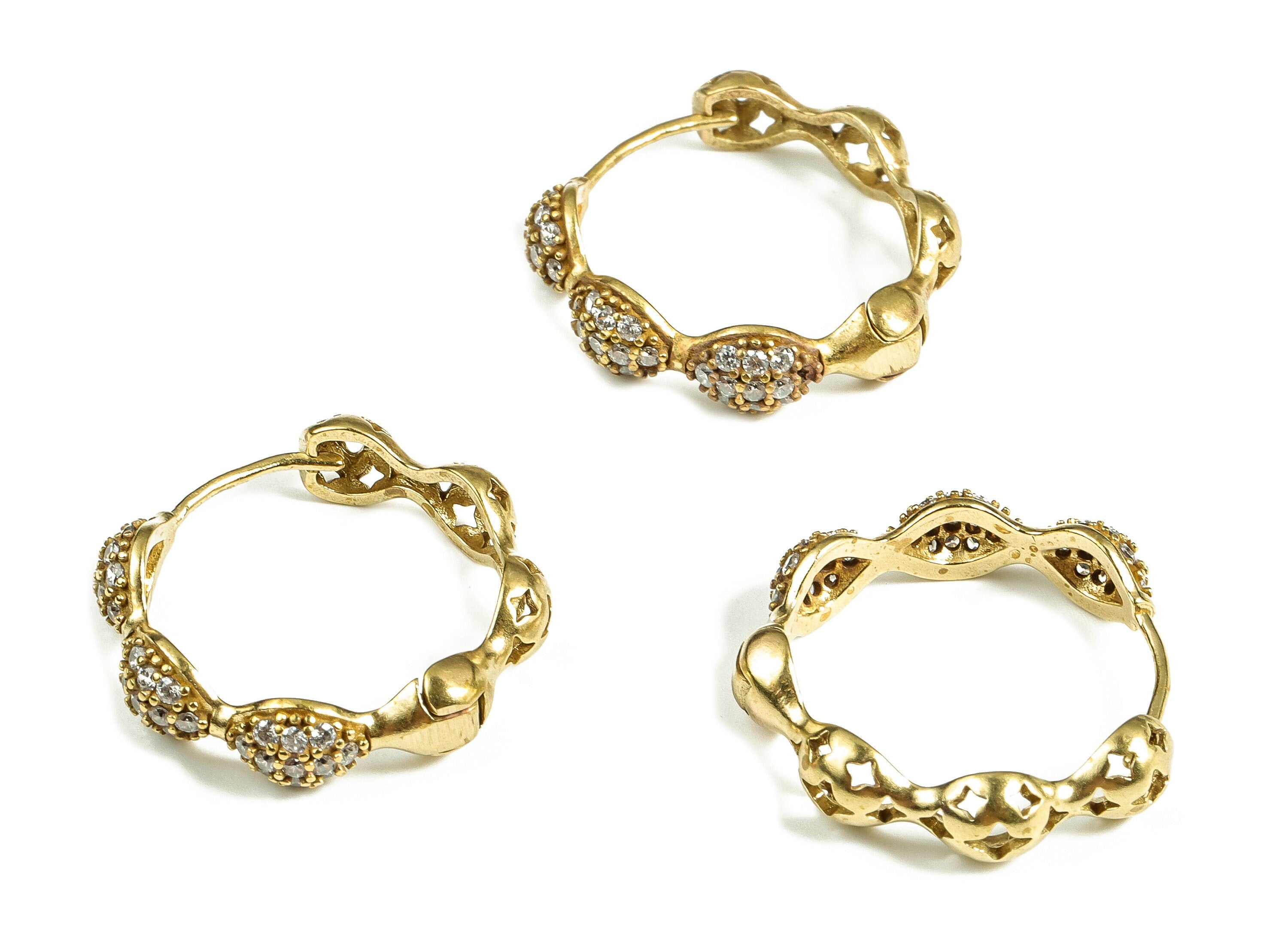Brass Round Hoop Earrings With Zircons - Brass Zircon Hoop Earring – Luxury Hoop Earring – Jewelry Supplies - 23.83×23.03×2.98mm - PP4056 - DOMEDBAZAAR