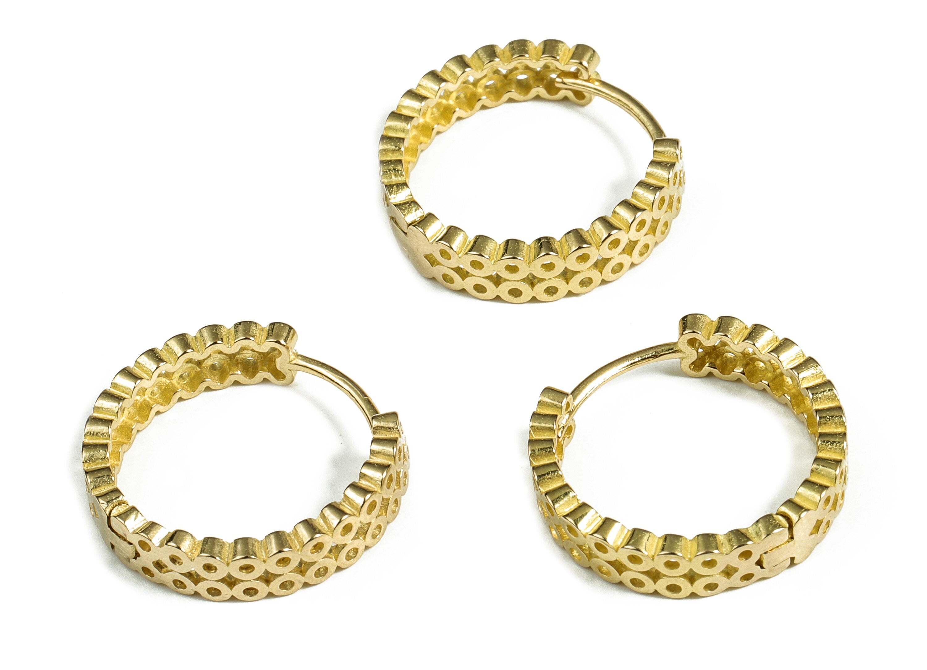 Brass Huggie Hoop Earrings – Dainty Hoop Earrings – Crisscross Design Earring – Pierced Ears Hoops Earring - 20.17×19.31×1.83mm - PP4057 - DOMEDBAZAAR