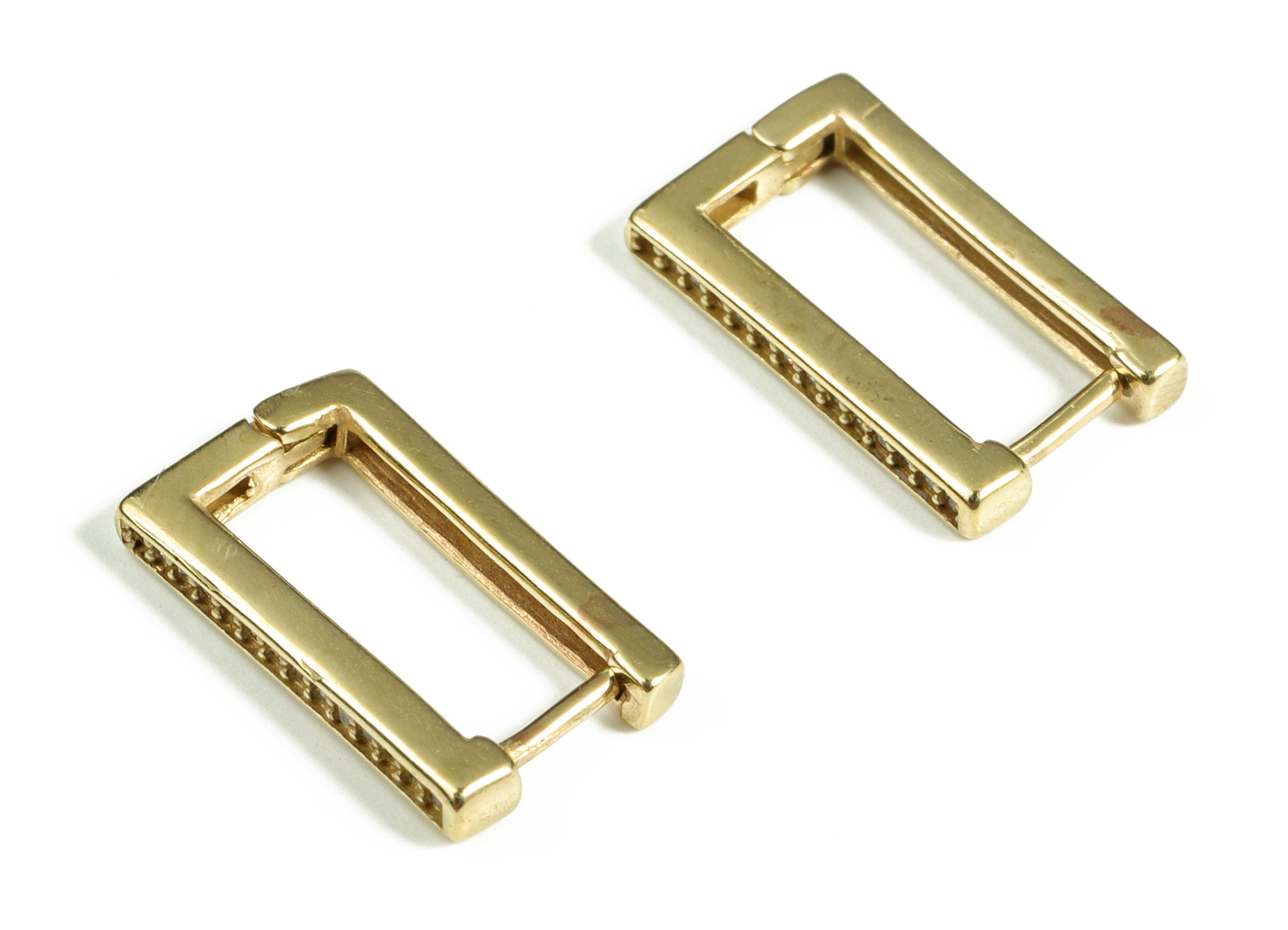 Brass Rectangle Hoops - Zircon Earrings Hoop – Raw Brass Huggies Hoop Earring Finding - Jewelry Supplies - 16.67×0.32×2.11mm - PP4070 - DOMEDBAZAAR