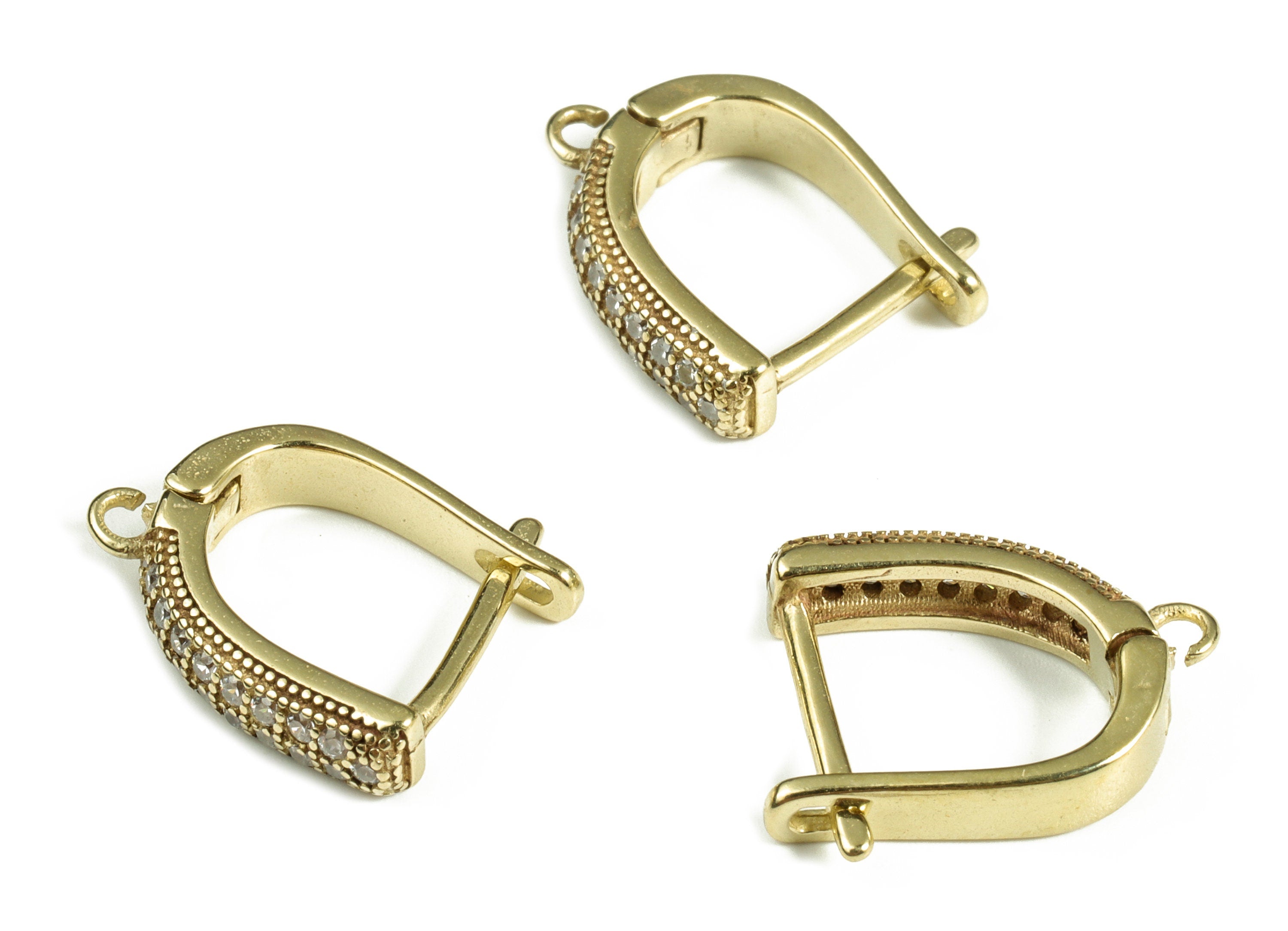 Brass Huggie Earring Stud With Loop – Zircon Huggie Hoop – Raw Brass Stud Earring Finding – Jewelry Supplies - 15.22× 13.04×2.23mm - PP4072 - DOMEDBAZAAR