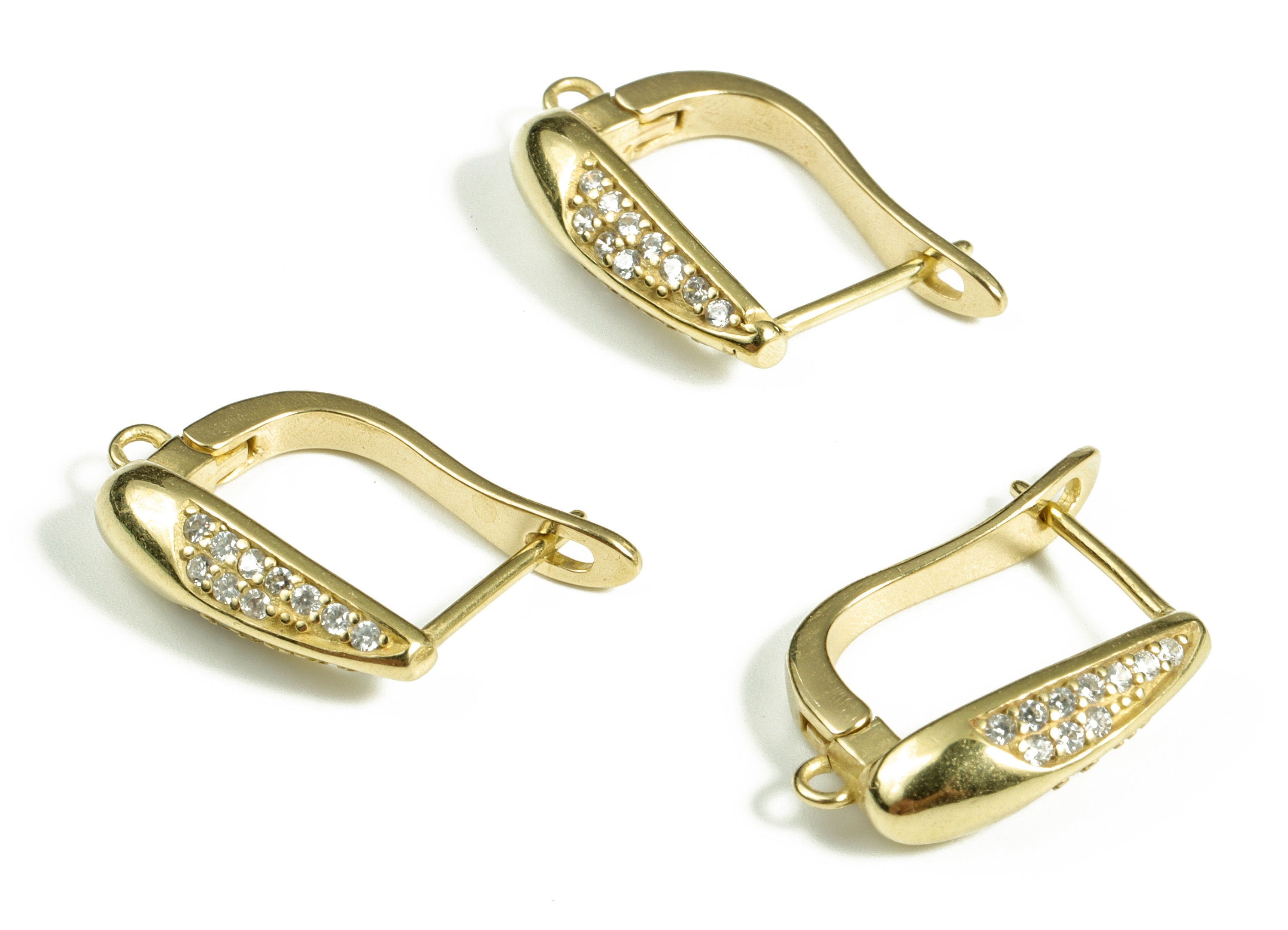 Brass Hoop Earring with Open Ring – Huggie Earring Stud With Zircons – DIY Earring Findings – Jewelry Supplies - 18.65×13.82×3.12mm - PP4073 - DOMEDBAZAAR