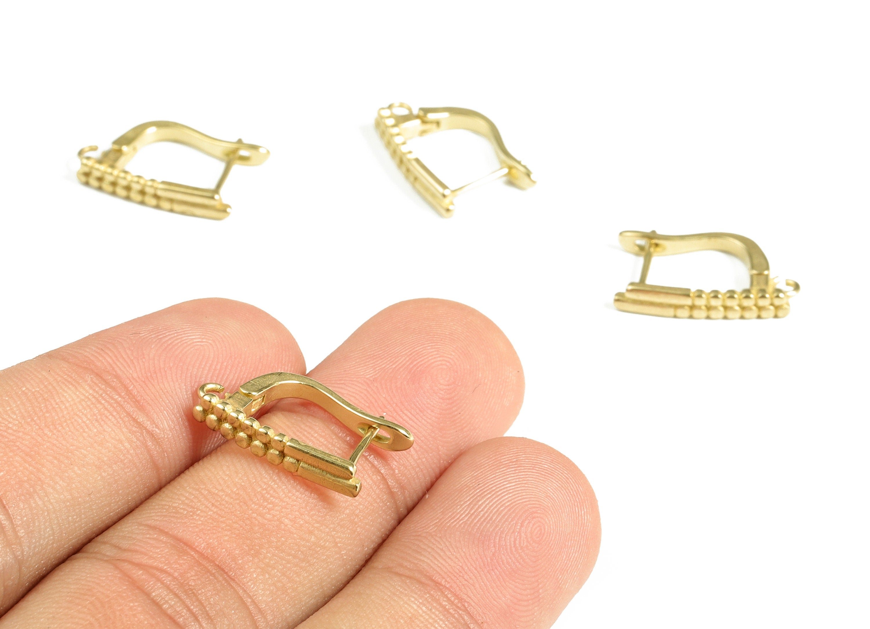 Brass Beaded Earring Stud - Brass Stud Earring With Open Ring – Earring Finding – Jewelry Making Supplies - 18.41×12.04×1.45mm - PP4074 - DOMEDBAZAAR