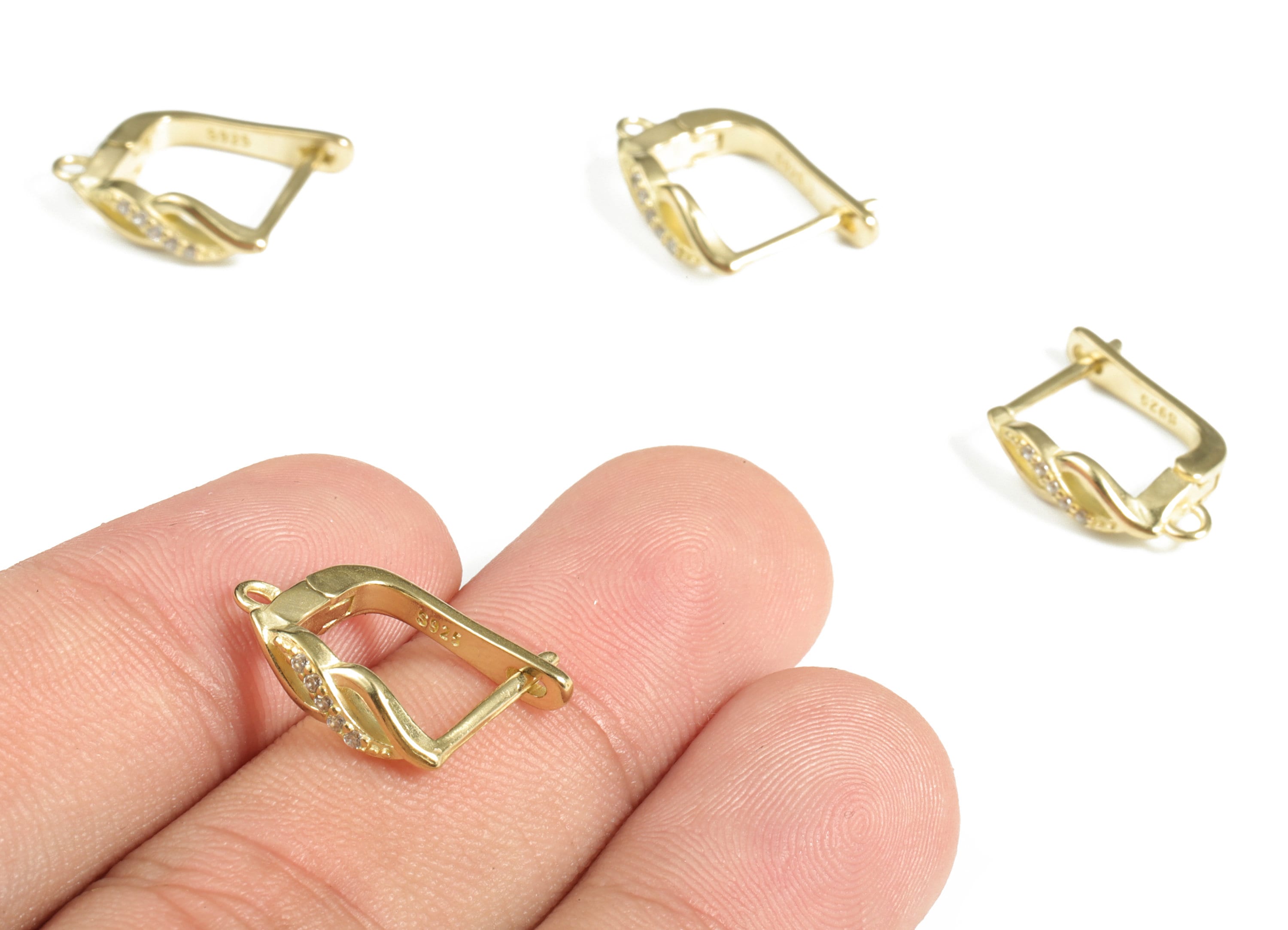 Brass Stud Earrings - Zircon Stud Earring - Open Ring Zircon Earring - Earring Finding - Jewelry Supplies - 17.39×12.87×2.13mm - PP4078 - DOMEDBAZAAR