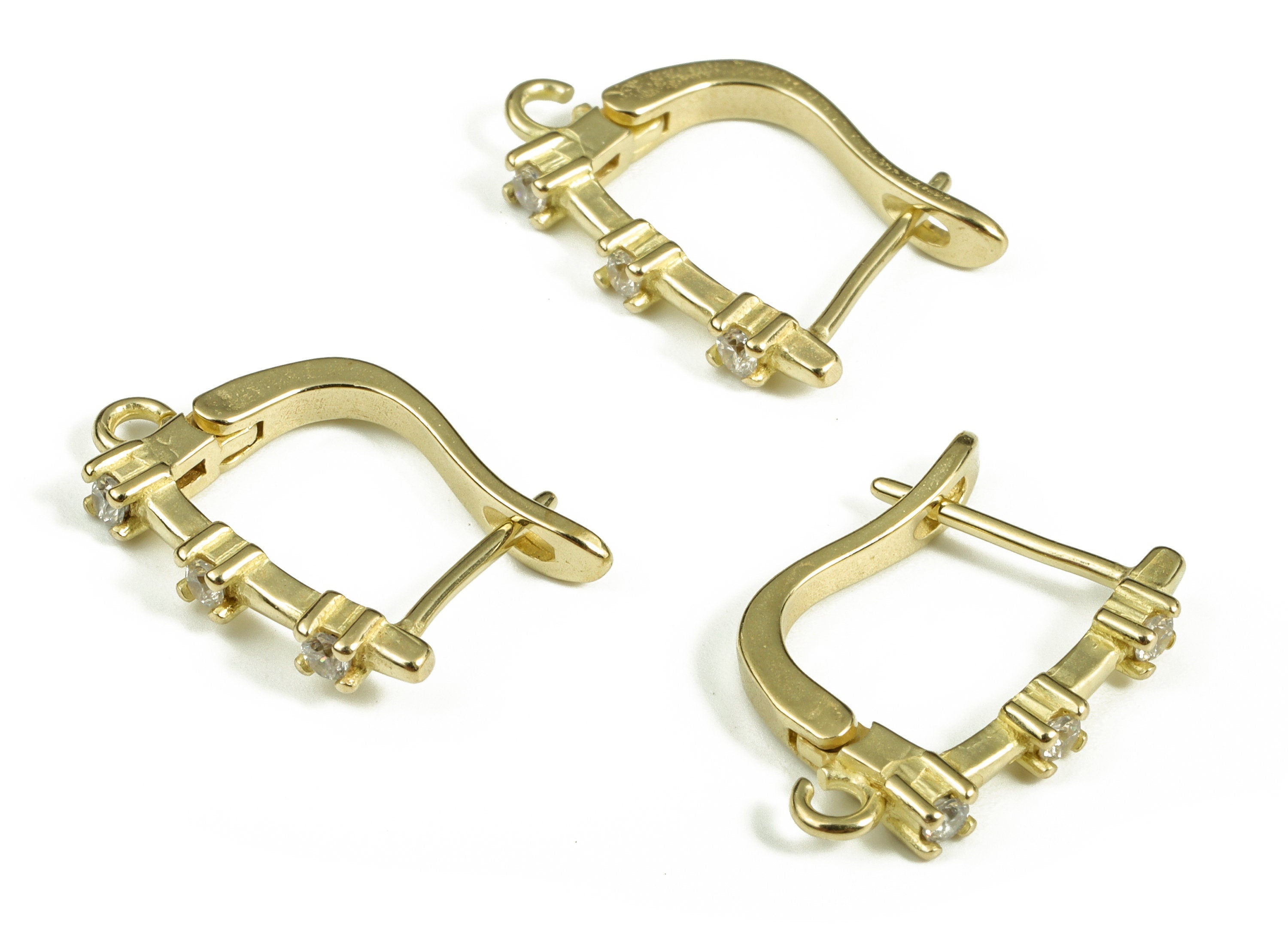 Brass Stud Earrings - Zircon Stud Earring - Open Ring Zircon Earring – DIY Earring Finding - Jewelry Supplies - 19.47×12.64×2.45mm - PP4079 - DOMEDBAZAAR