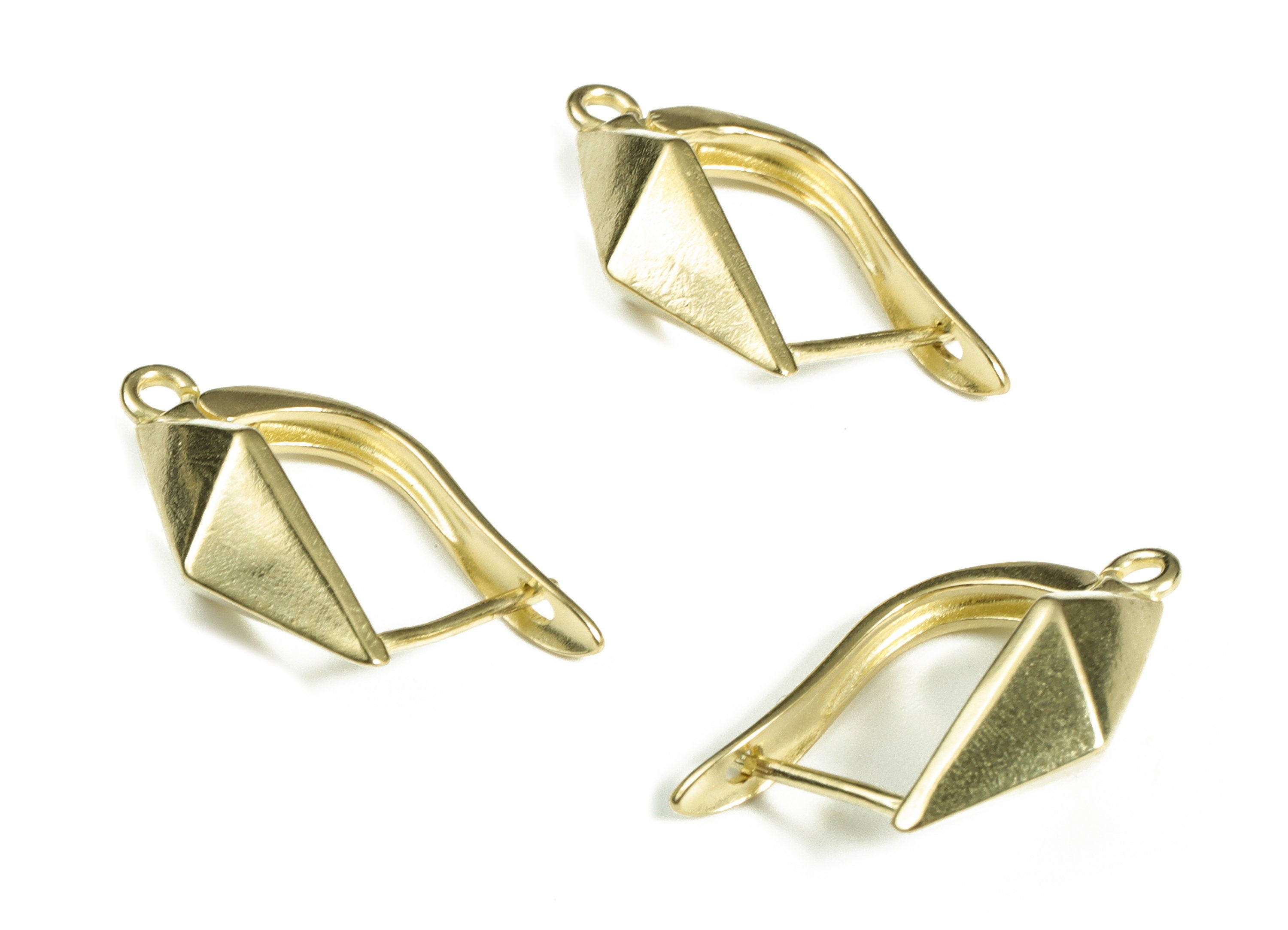 Diamond Shape Stud Earring – Raw Brass Stud Earring With Open Ring – DIY Earring Finding - Jewelry Supplies - 21.05×14.05×1.8mm - PP4081 - DOMEDBAZAAR