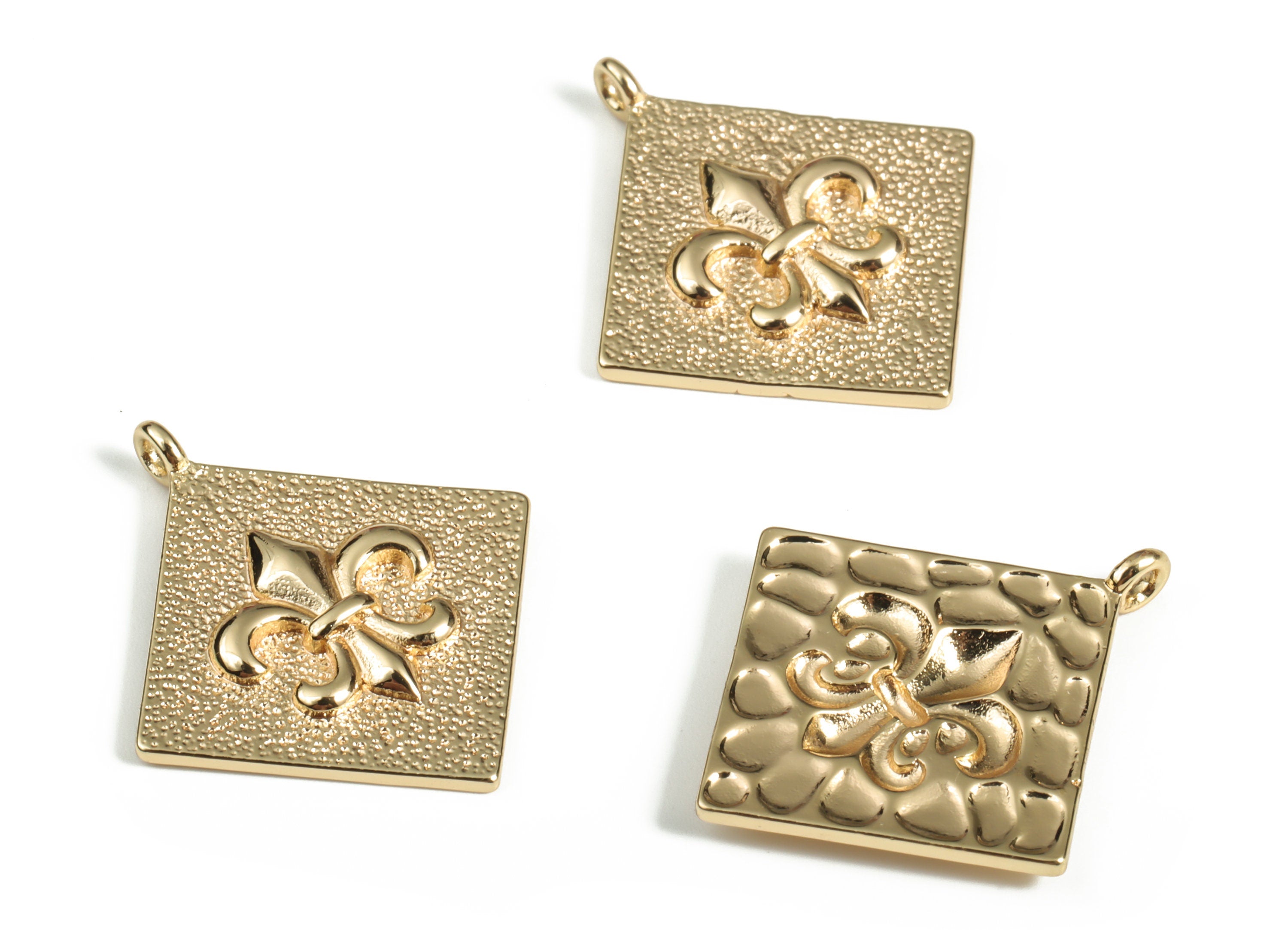 Brass Square Symbol Earring Charms - Gold Square Symbol Pendant - 18K Real Gold Plating - Jewelry Supplies - 24.92x22.05x2.31mm - RGP3115 - DOMEDBAZAAR