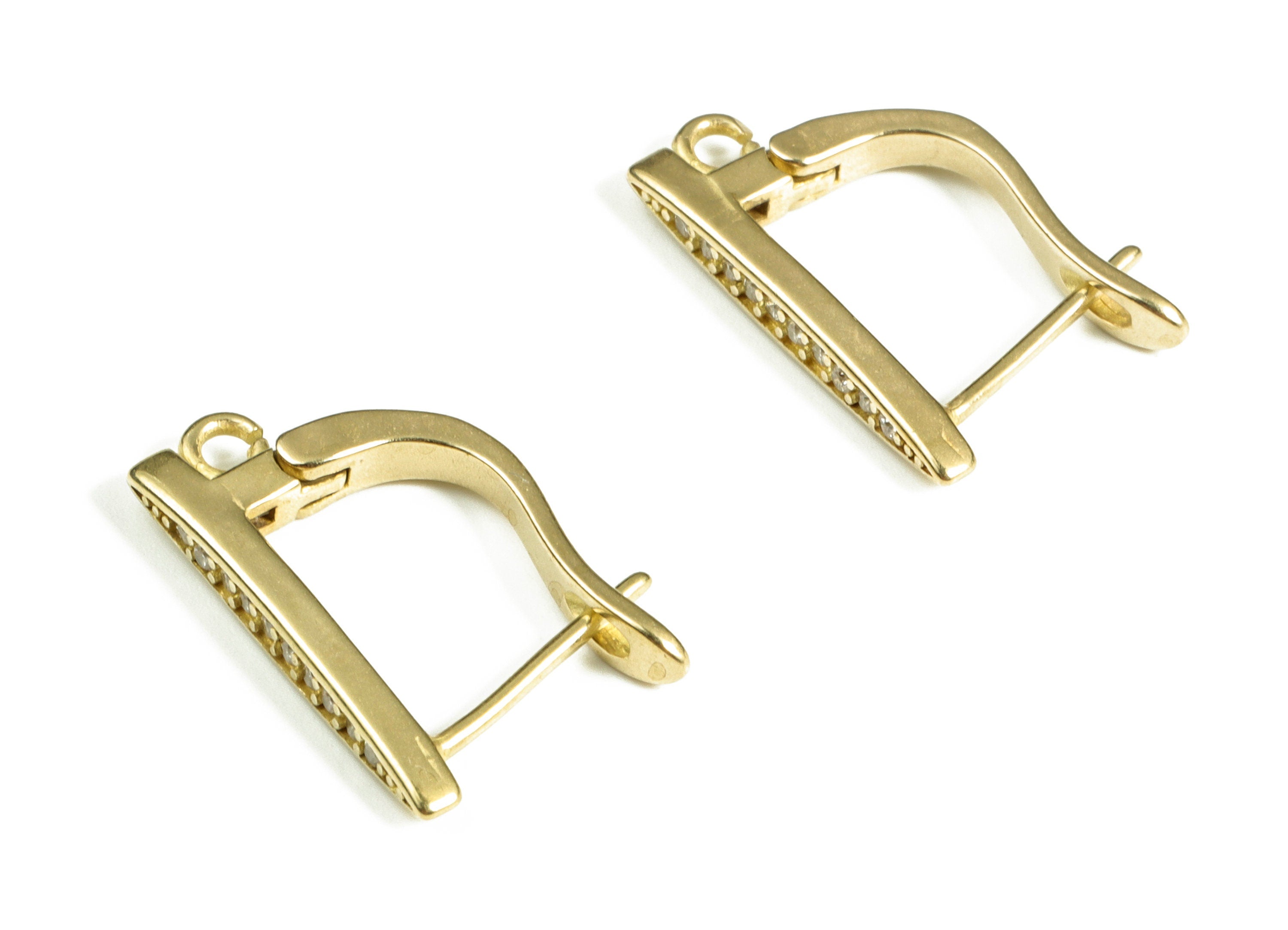 Brass Oval Stud Earrings – Raw Brass Stud Earrings Finding With Hole Loop – Zircon Stud Earring Supplies - 18.65×11.24×1.75mm - PP4085 - DOMEDBAZAAR