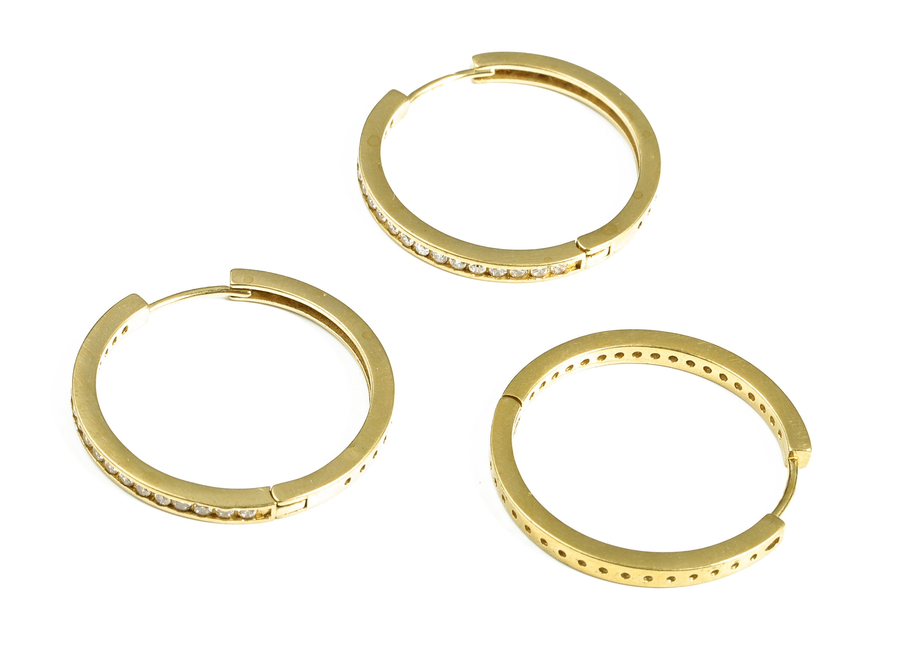 Brass Hoop Earrings With Zircons – Raw Brass Zircon Stud Earring for Women – Dainty Zircon Hoop Earring Supply - 29.82×28.64×2.16mm - PP4092 - DOMEDBAZAAR