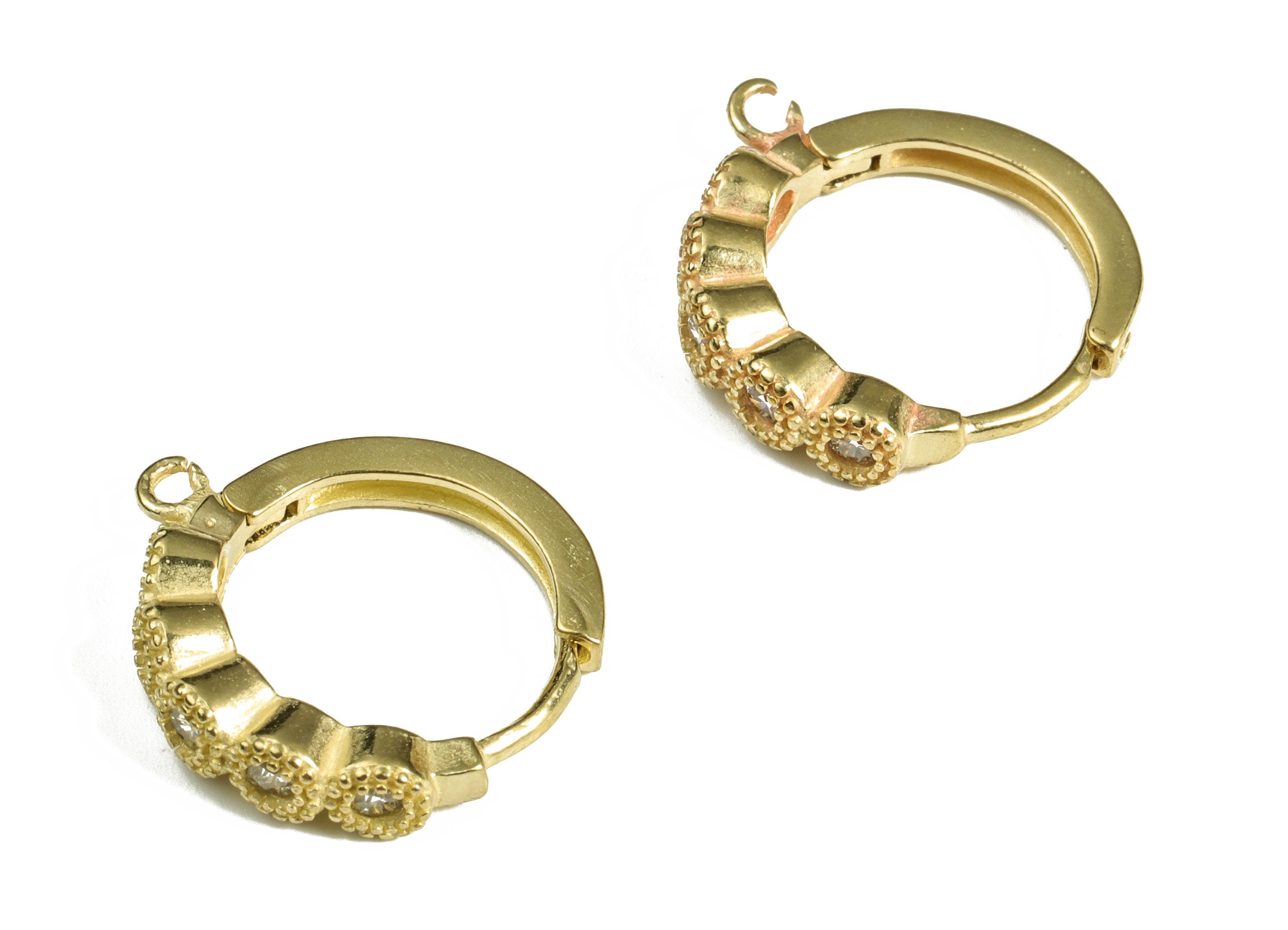 Brass Round Hoop Earring – Dainty Circle Huggie With Open Ring – Zircon Hoop Earrings – Small Everyday Hoop - 18.05×16.68×3.02mm - PP4095 - DOMEDBAZAAR