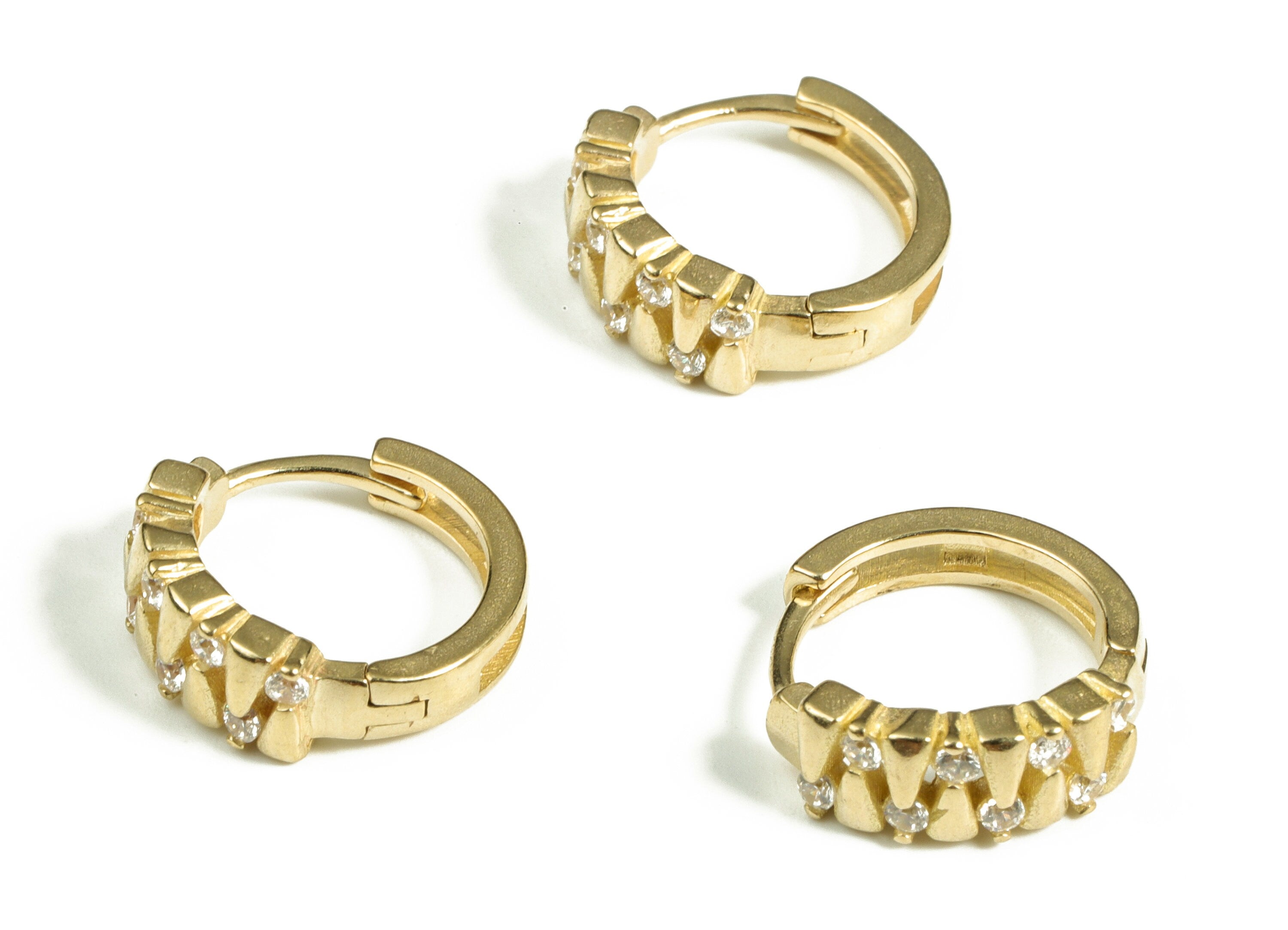 Brass Zircon Hoop Earring – Zircon Huggies Hoop Earrings – Dainty Earring - Brass Earring Jewelry Supply - 13.74×13.09×2.46mm - PP4098 - DOMEDBAZAAR