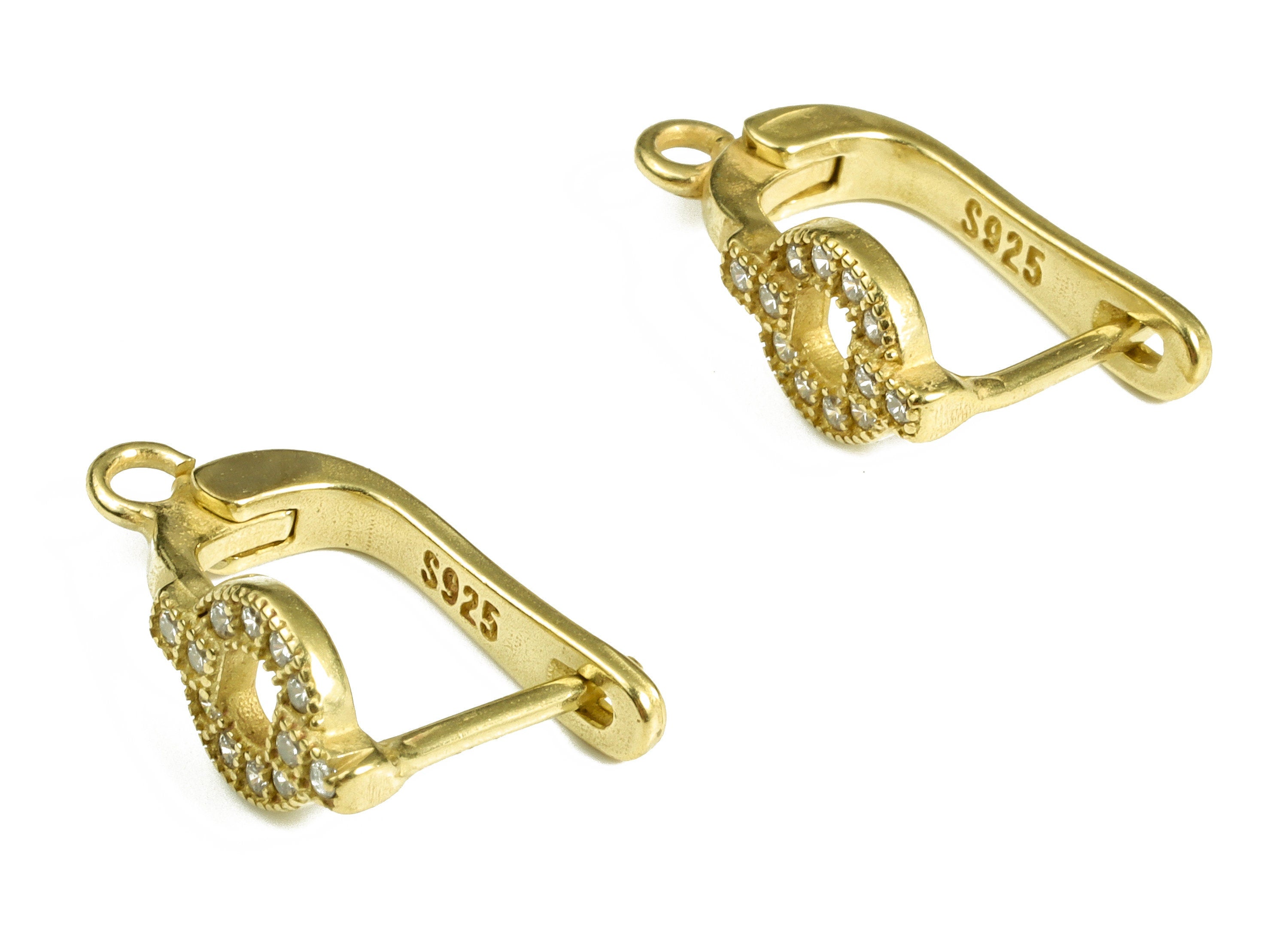 Brass Stud Earrings – Raw Brass Dainty Circle Zircon Stud Earrings – Earring With Open Ring – Earring Supply - 18.05×11.5×1.35mm - PP4100 - DOMEDBAZAAR