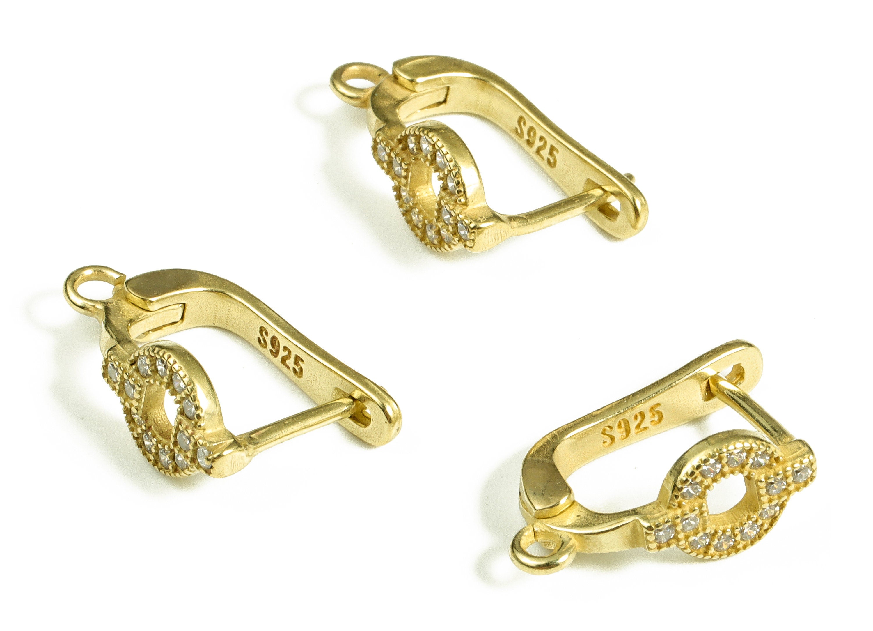 Brass Stud Earrings – Raw Brass Dainty Circle Zircon Stud Earrings – Earring With Open Ring – Earring Supply - 18.05×11.5×1.35mm - PP4100 - DOMEDBAZAAR