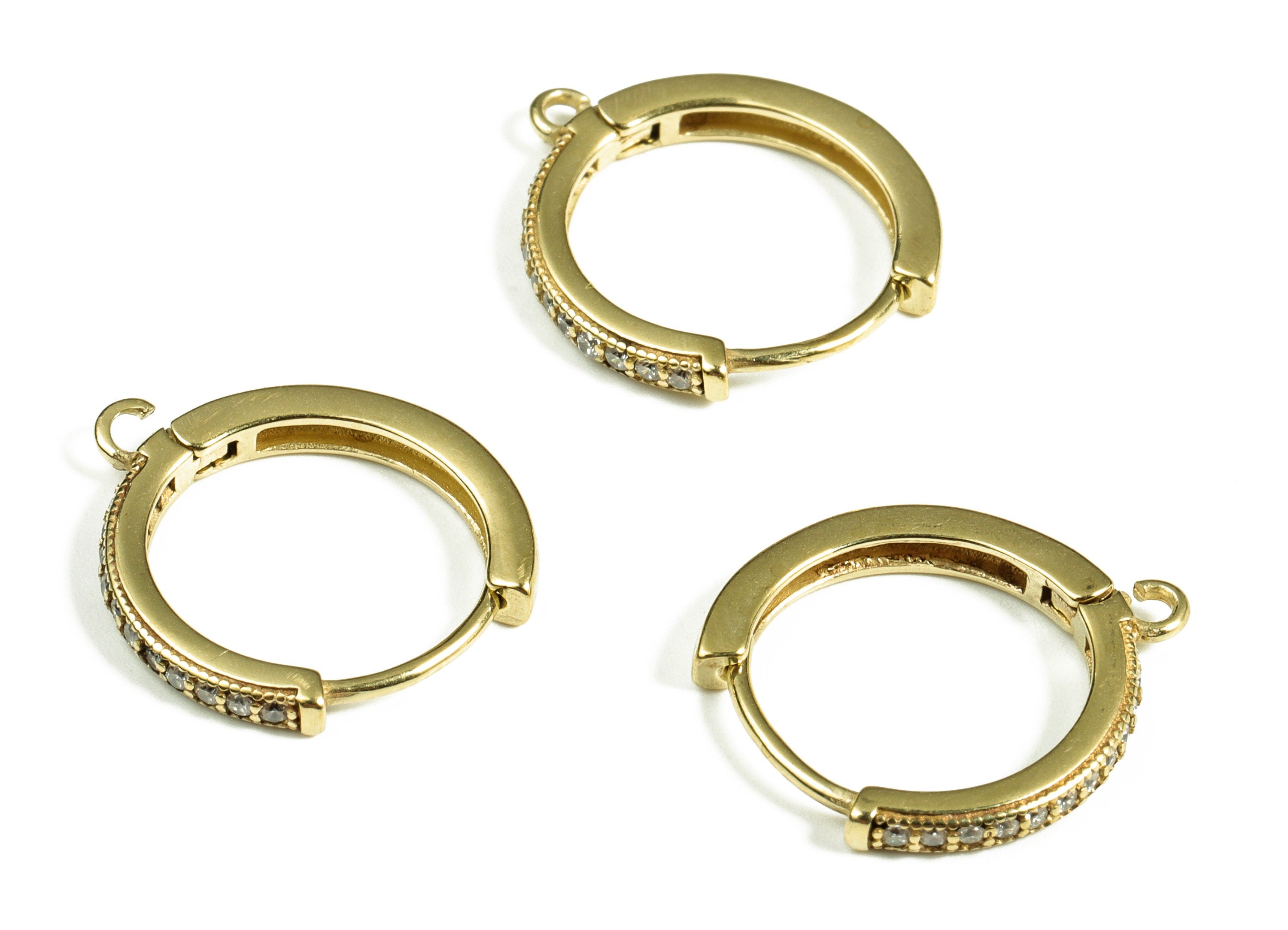 Brass Round Hoop Earring – Dainty Circle Huggie With Open Ring – Zircon Small Hoop Earrings – Earring Supplies- 17.31×15.49×1.88mm - PP4102 - DOMEDBAZAAR