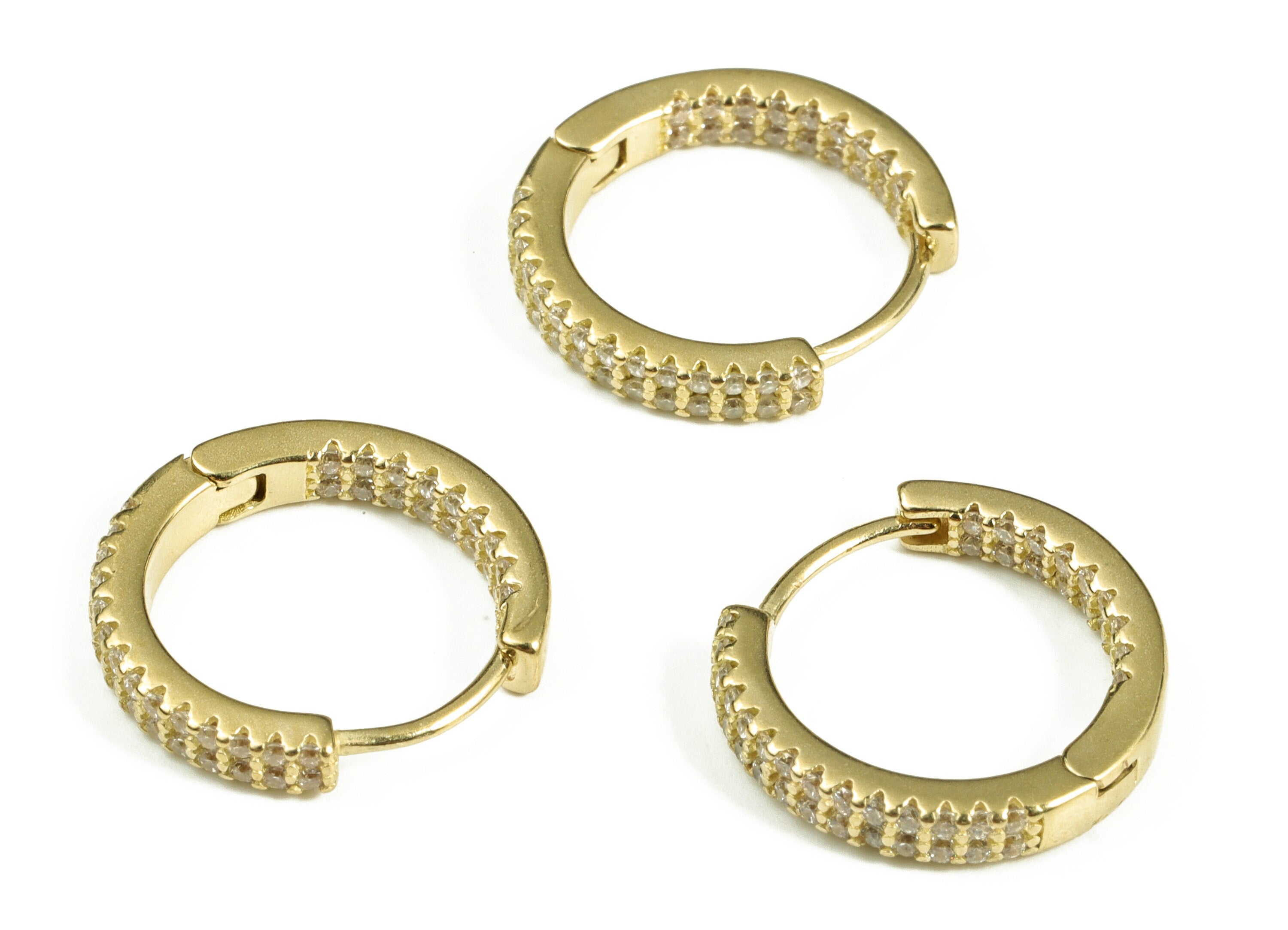 Inside Out Hoop Earrings – Round Zircon Hoop - Brass Earring Round Hoop - Small Huggie Hoop Earrings - 16.19×15.24×2.3mm - PP4113 - DOMEDBAZAAR