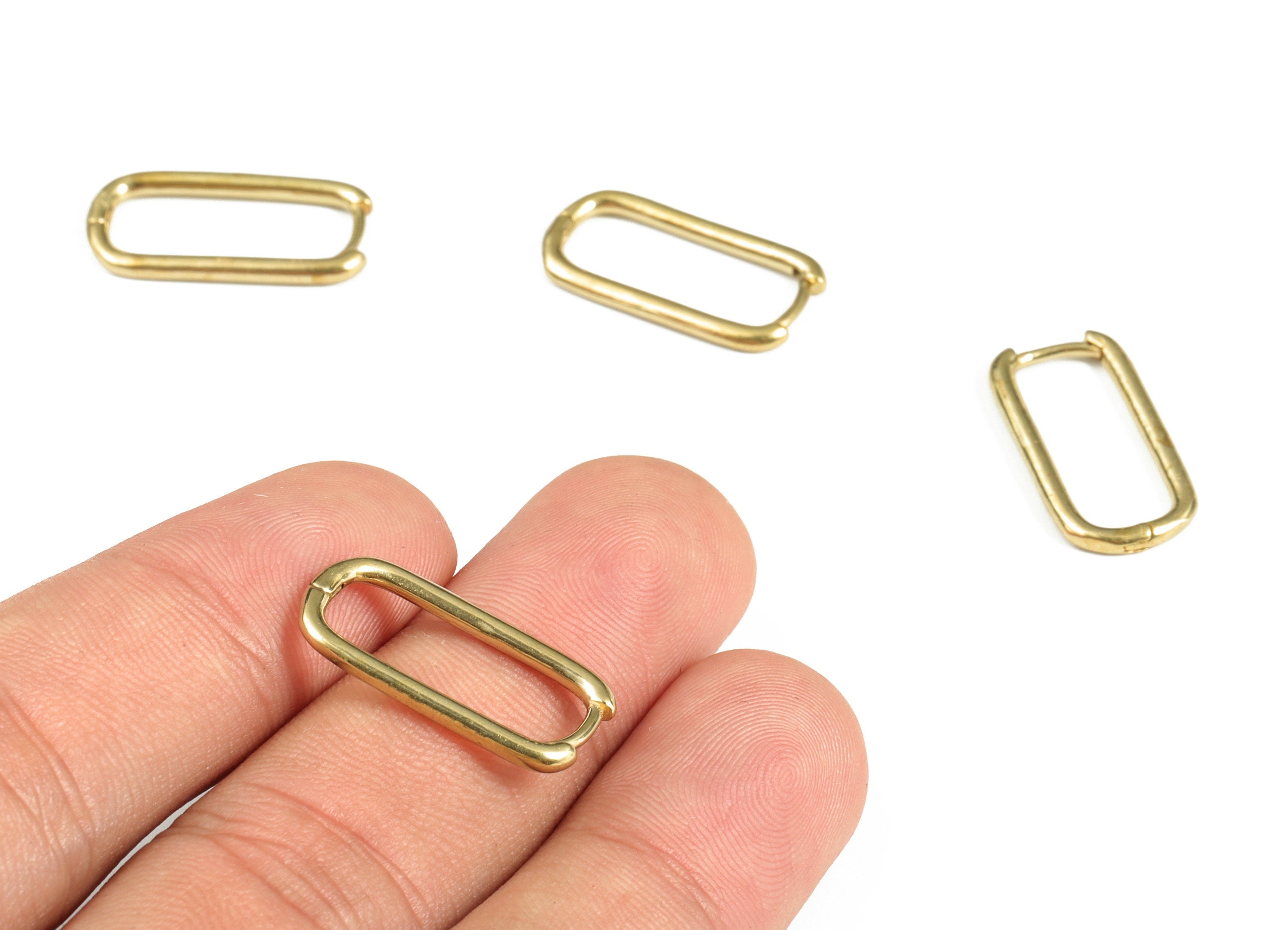 Rectangle Huggies Hoop Earrings – Rectangle Hoop – Plain Hoop Huggies - Brass Hoop Earrings – Jewelry Supplies - 22.1×11.08×1.88mm - PP4122 - DOMEDBAZAAR